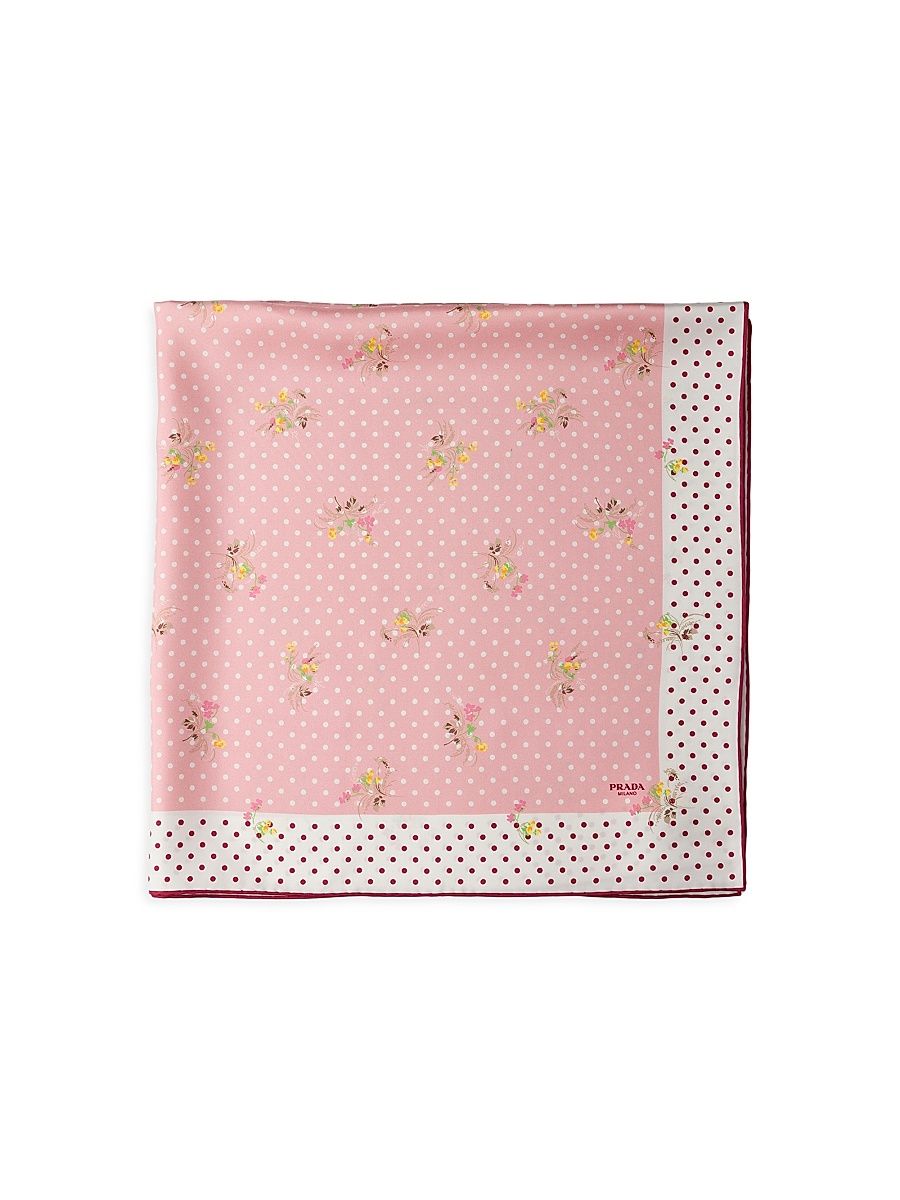 Women's Printed Silk Twill Scarf - Pink