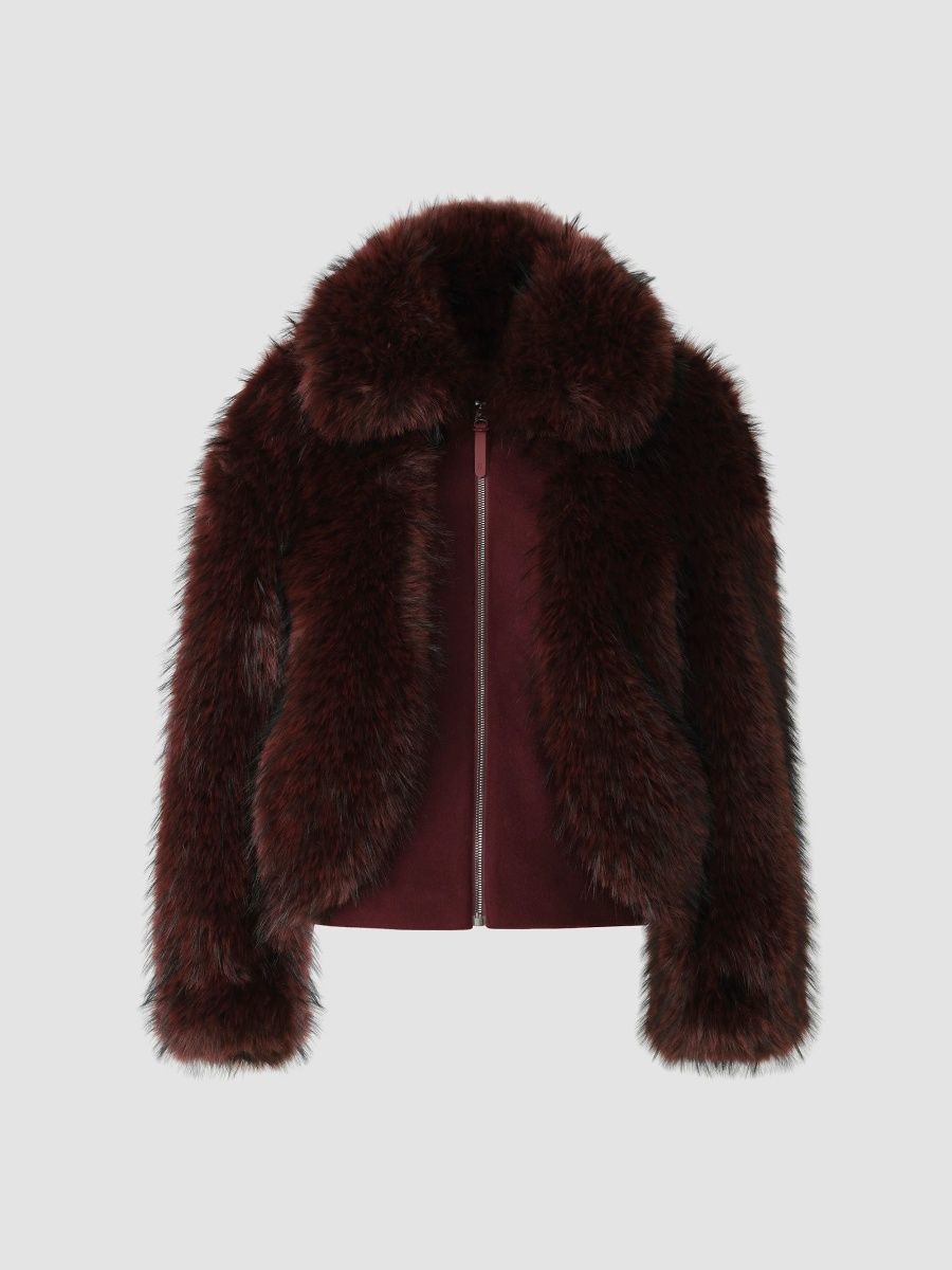 Mackage Women's Nanny Faux-Fur Jacket - Black Garnet - Size Large