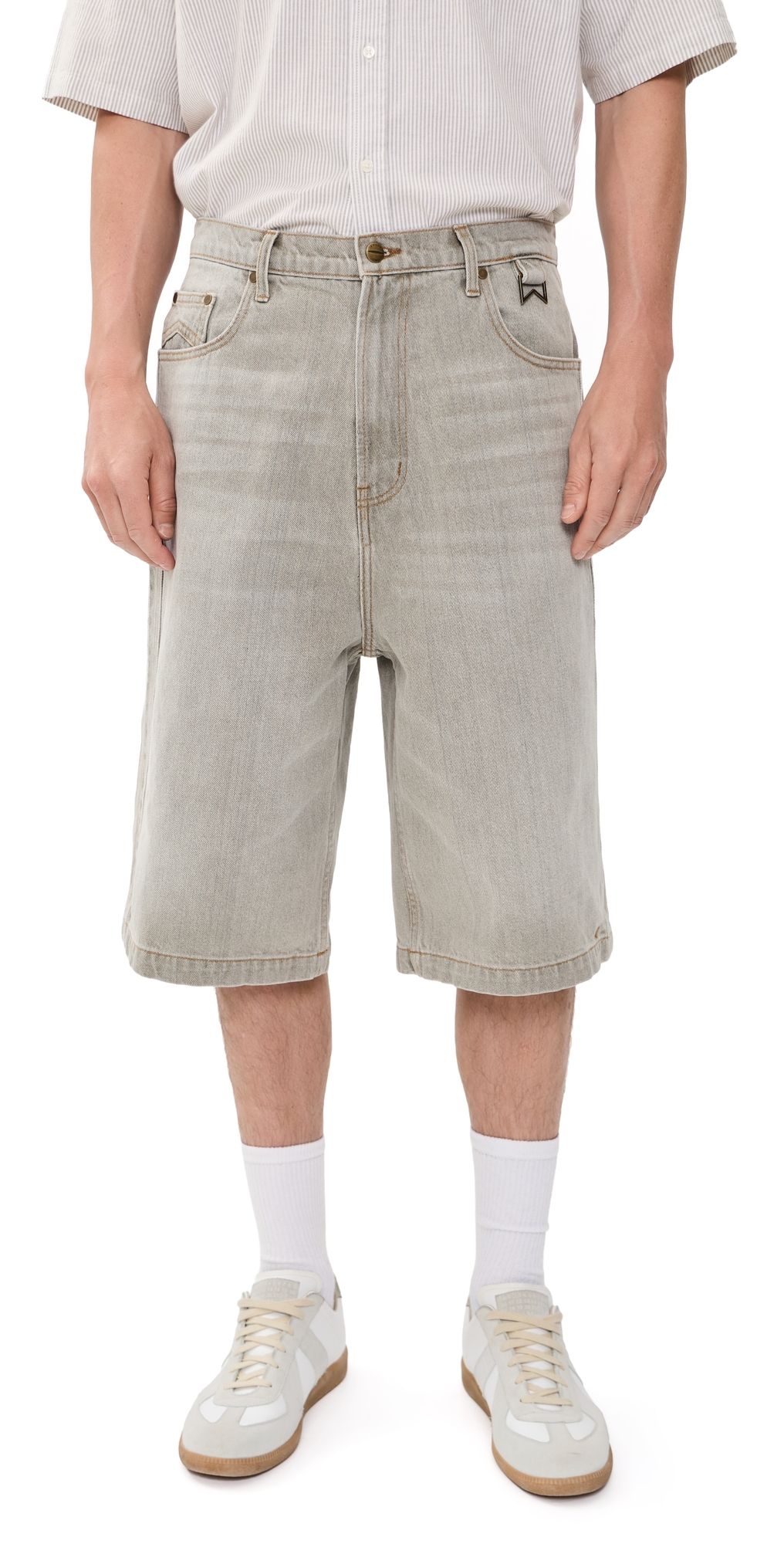 Rhude Baggy Traxedo Denim Shorts 13 Liberty Grey S
