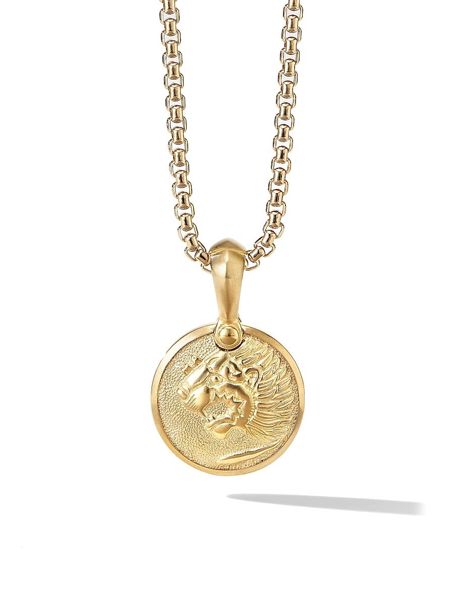 Men's Petrvs Lion Amulet in 18K Yellow Gold, 18.5MM - Gold