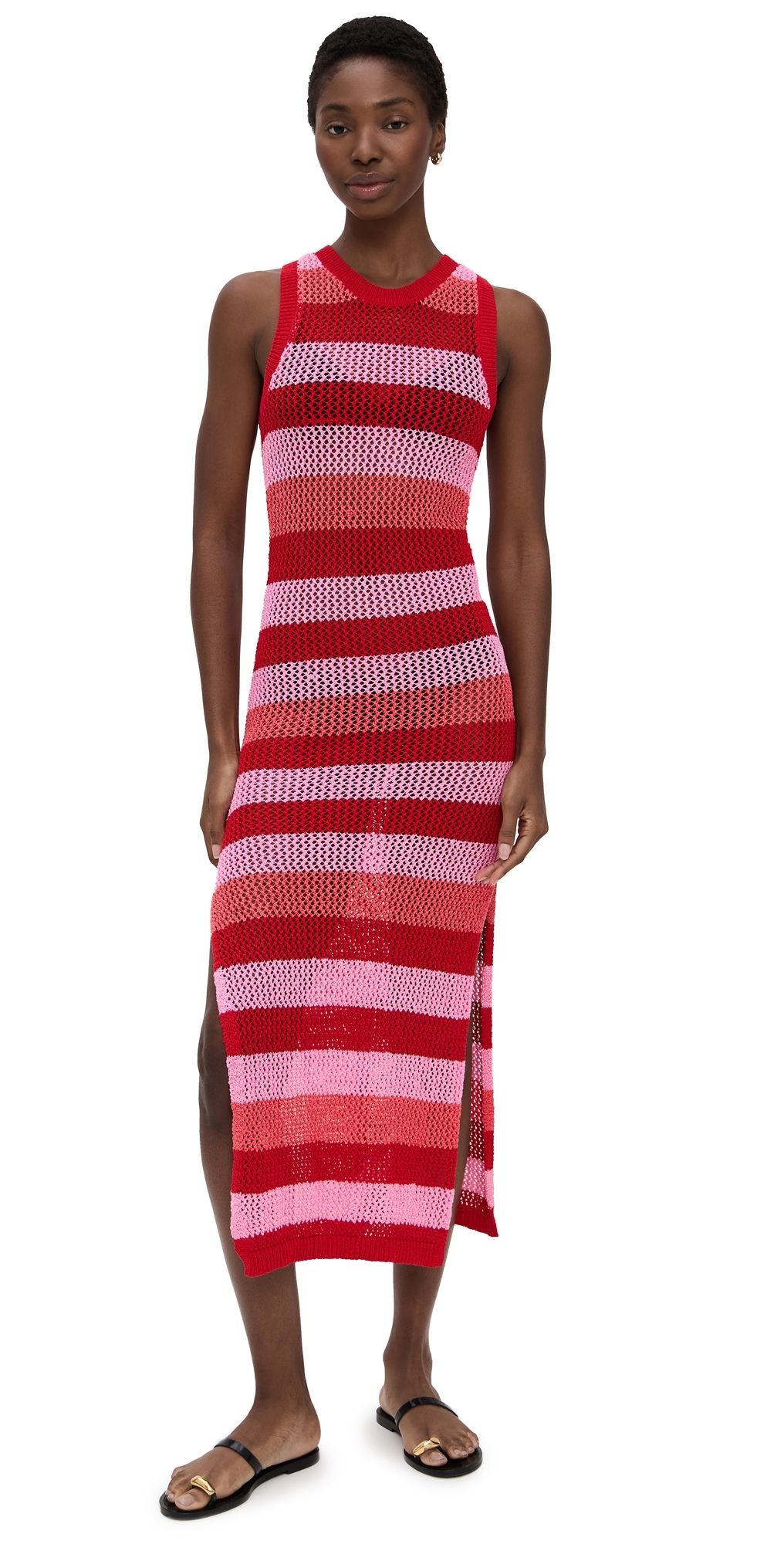 Beach Riot Holly Rose Dress Ruby Stripe L