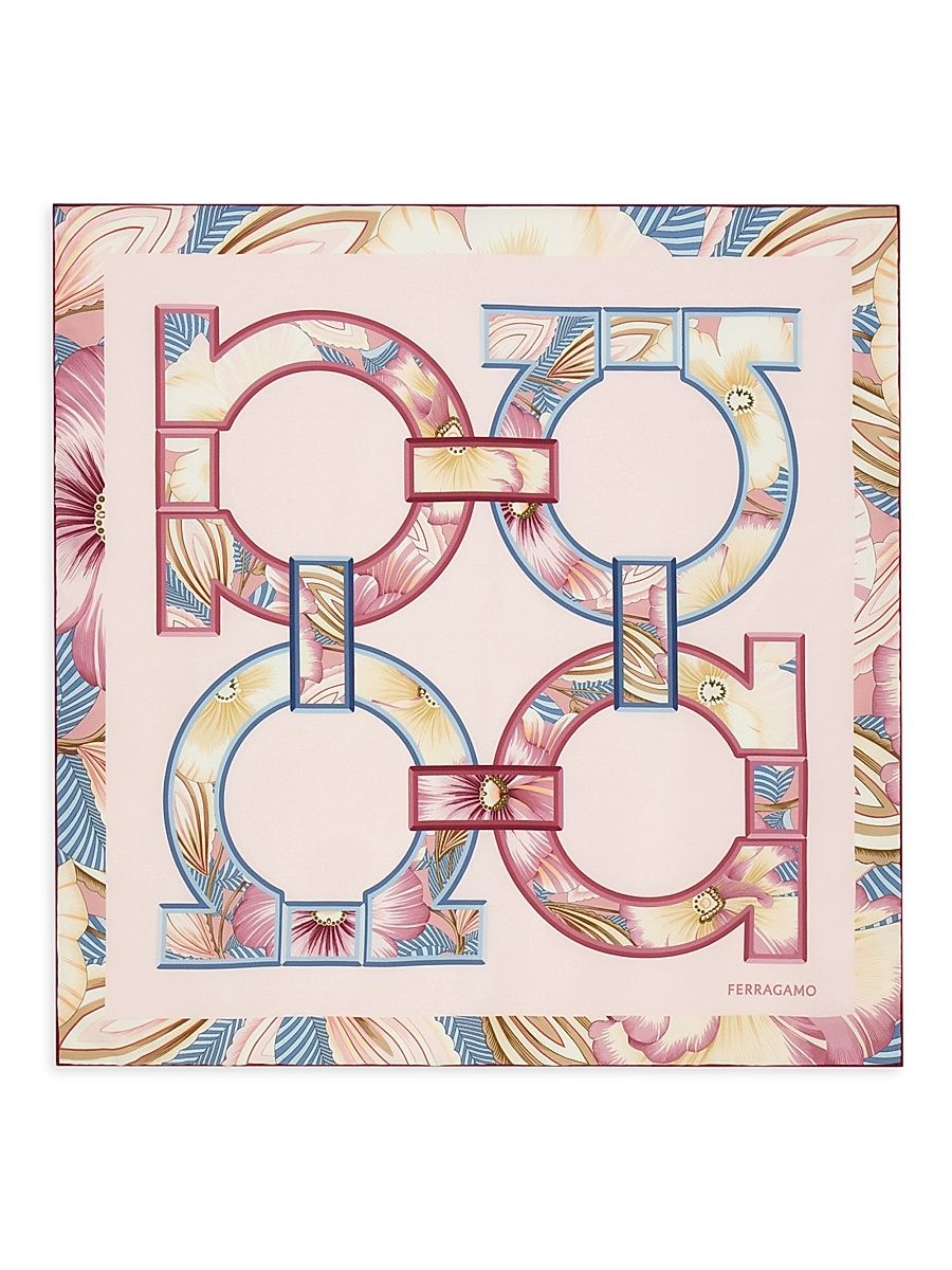 Women's Brezza Printed Gancini Silk Scarf - Rosa Bordeaux