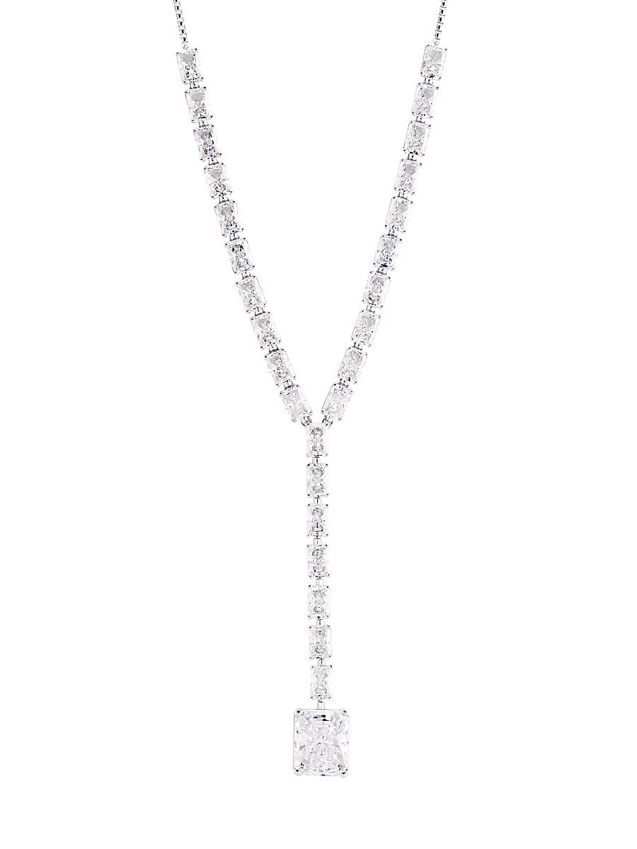 Women's Naomi Rhodium-Plated & Cubic Zirconia Y Necklace - Silver
