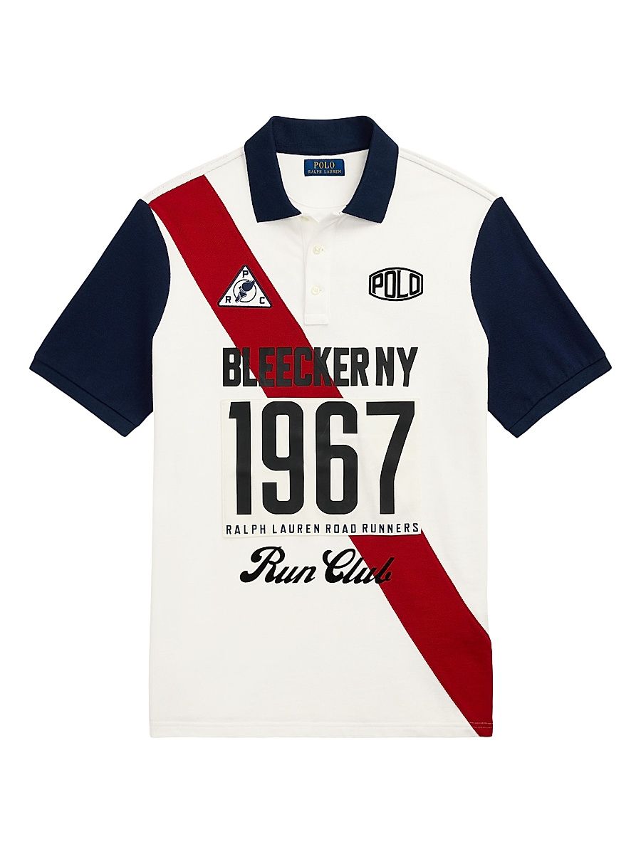 Men's Classic-Fit Mesh Graphic Polo Shirt - White Multi - Size XS