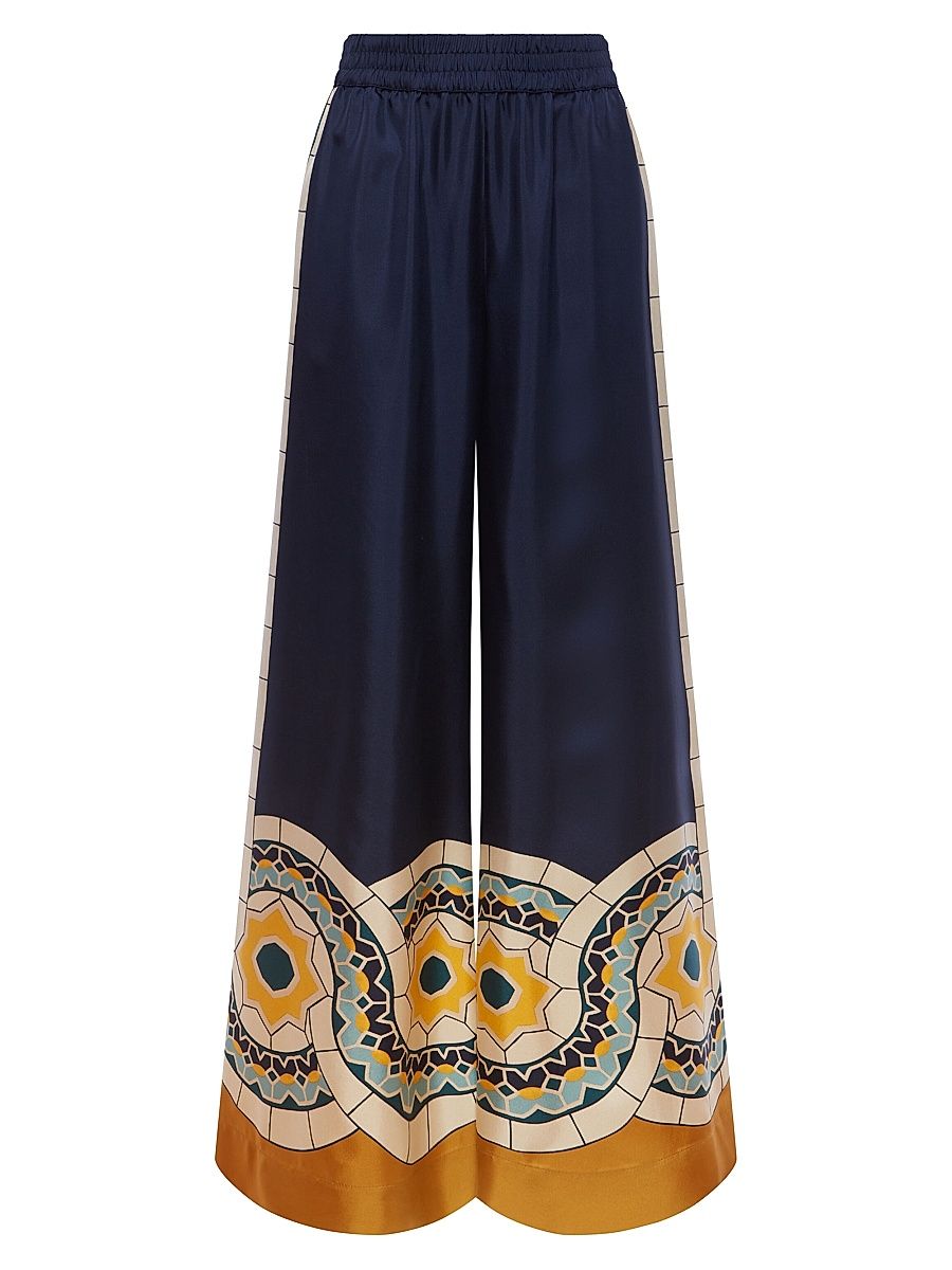 Women's Palazzo Pants - Mudejar Placee Blue - Size XS