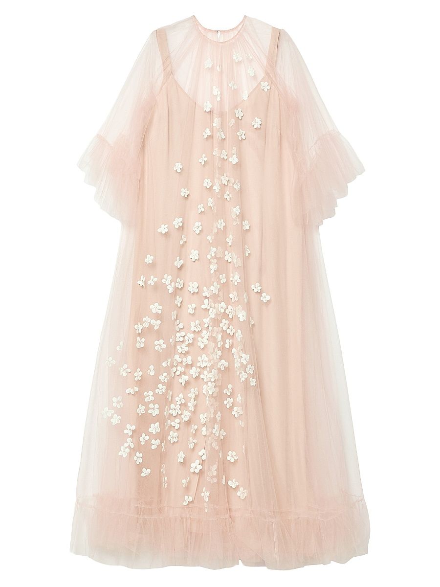 Women's Floral Detail Tulle Dress - Pink - Size 16