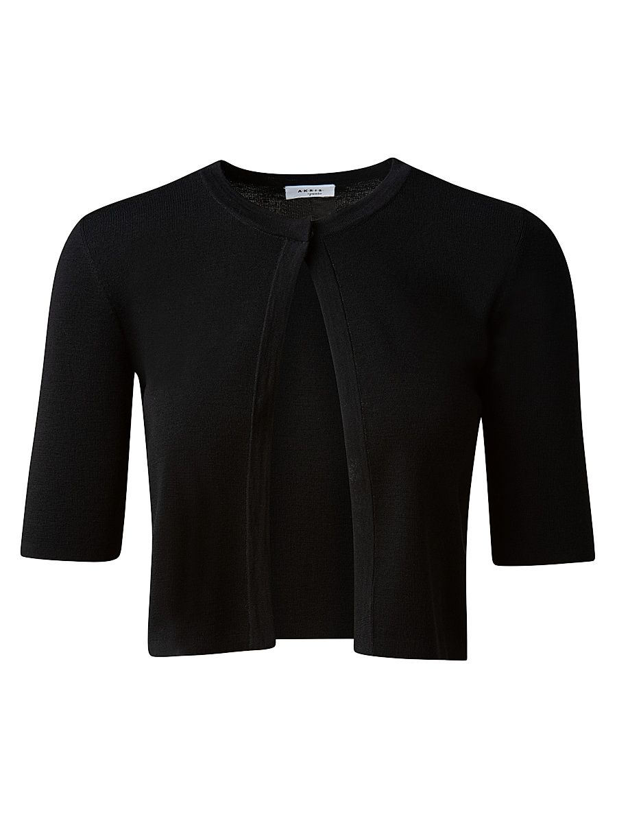 Women's Elements Wool Cropped Cardigan - Black - Size 16