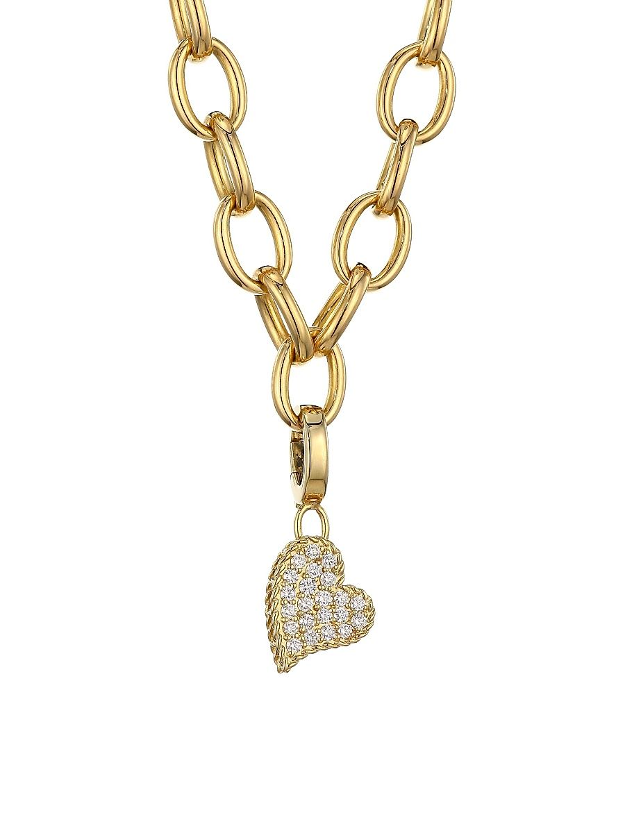 Women's Princess Charms 18K Yellow Gold & Diamond Heart Charm - Gold