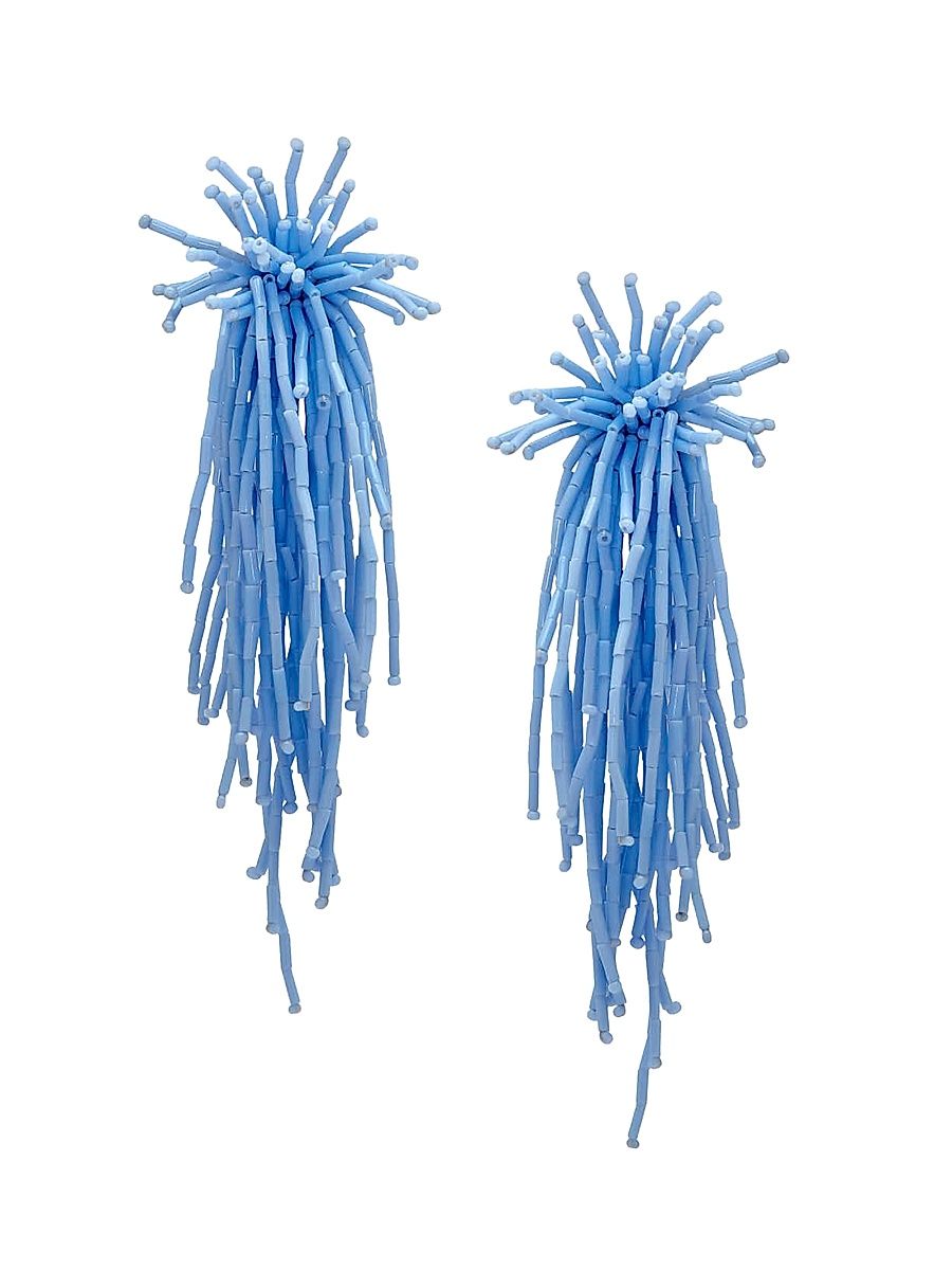 Women's Firework Tassel Glass Bead Drop Earrings - Denim Blue