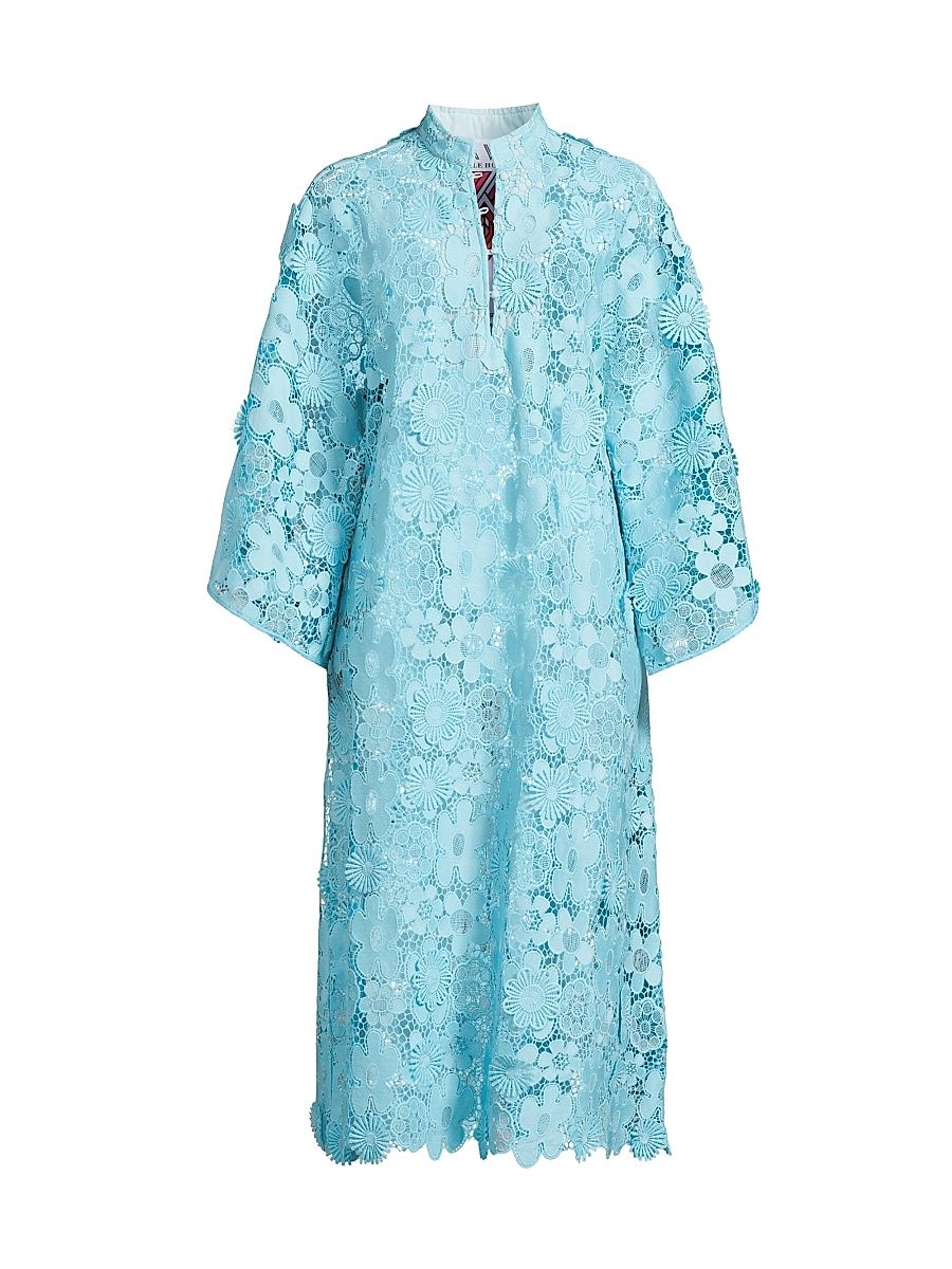 Women's Mod Floral Lace Caftan - Blue