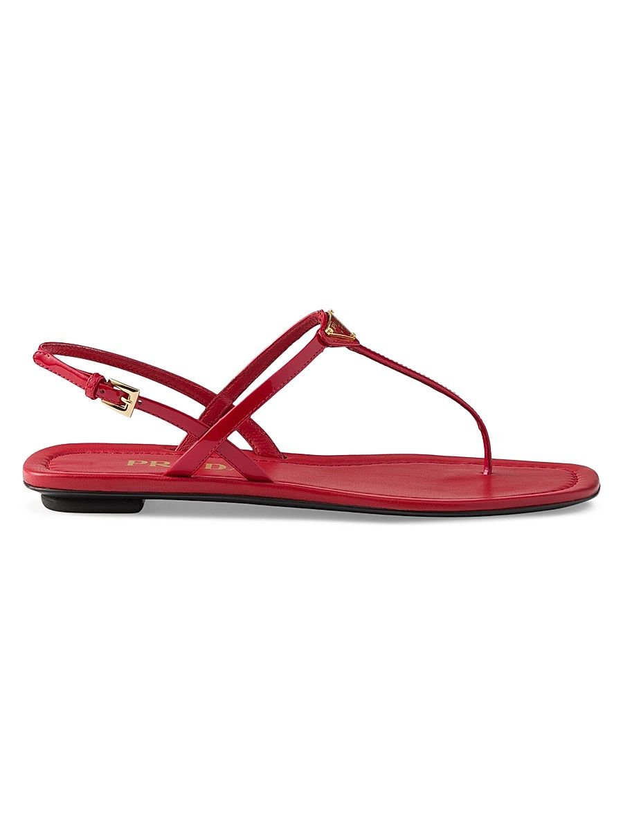 Women's Patent Leather Thong Sandals - Red - Size 5.5