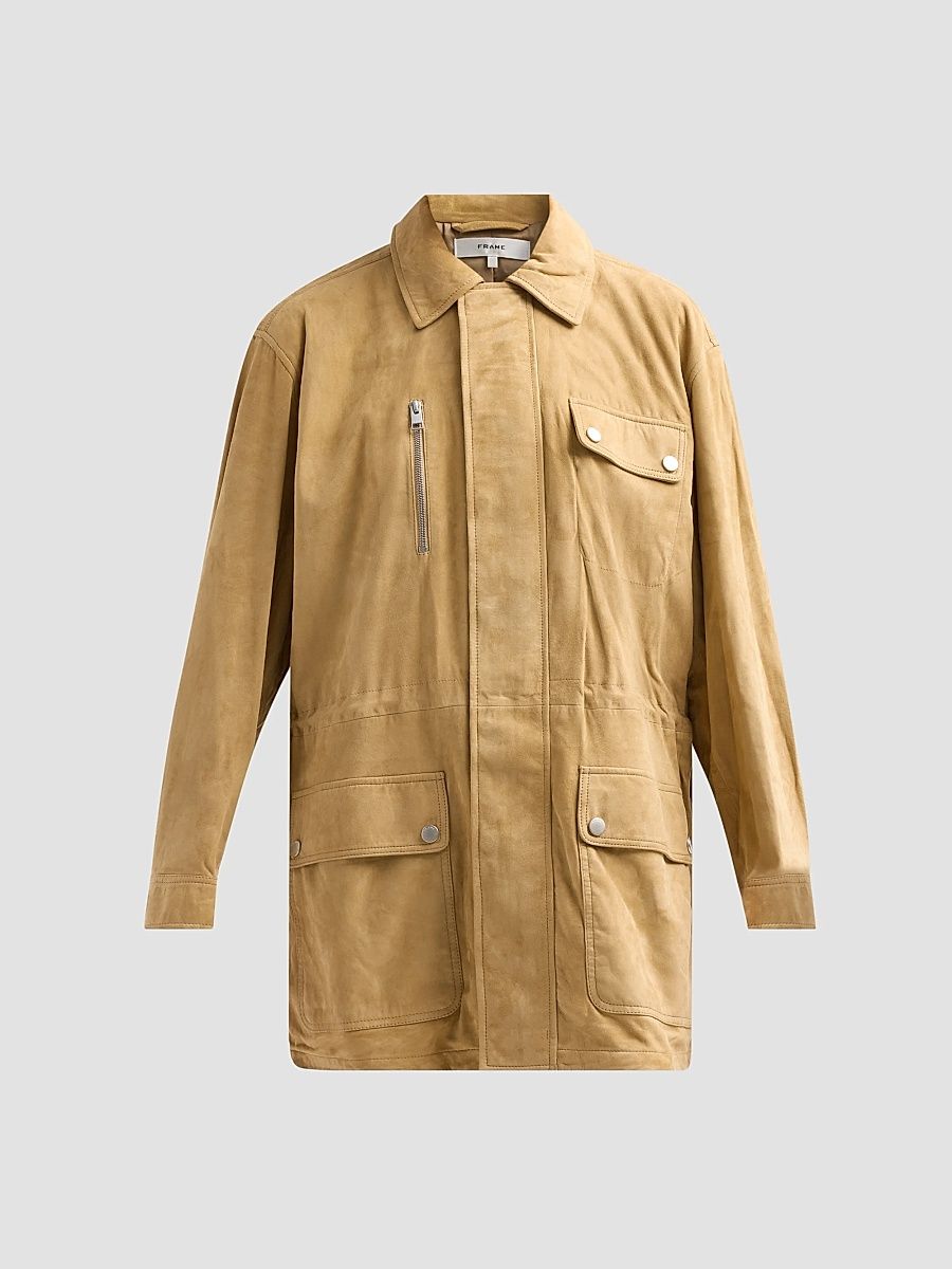 FRAME Women's Suede Safari Jacket​ - Fawn - Size Large