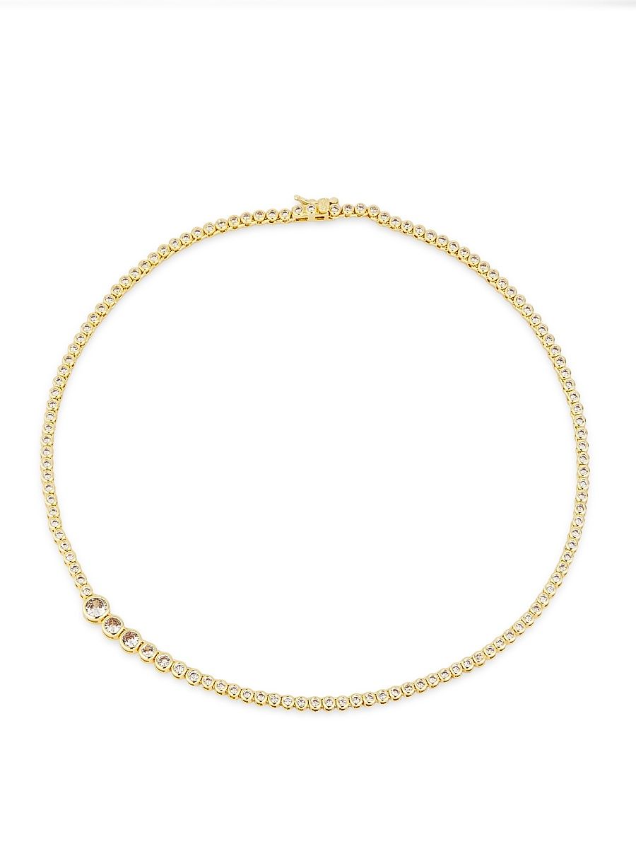 Women's Astro 14K-Gold-Plated & Cubic Zirconia Tennis Necklace - Gold