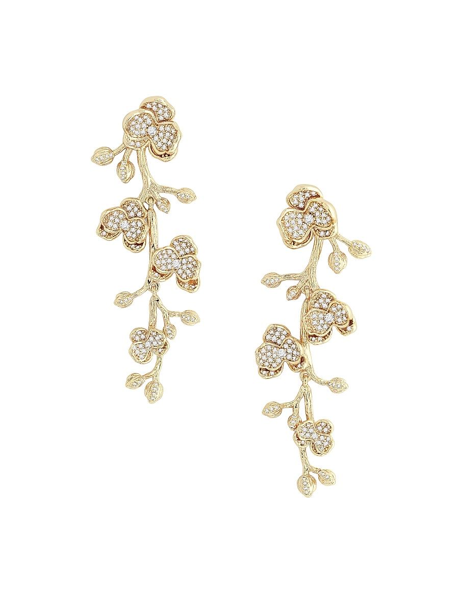 Women's Orchid 18K Gold-Plated & Cubic Zirconia Drop Earrings - Gold