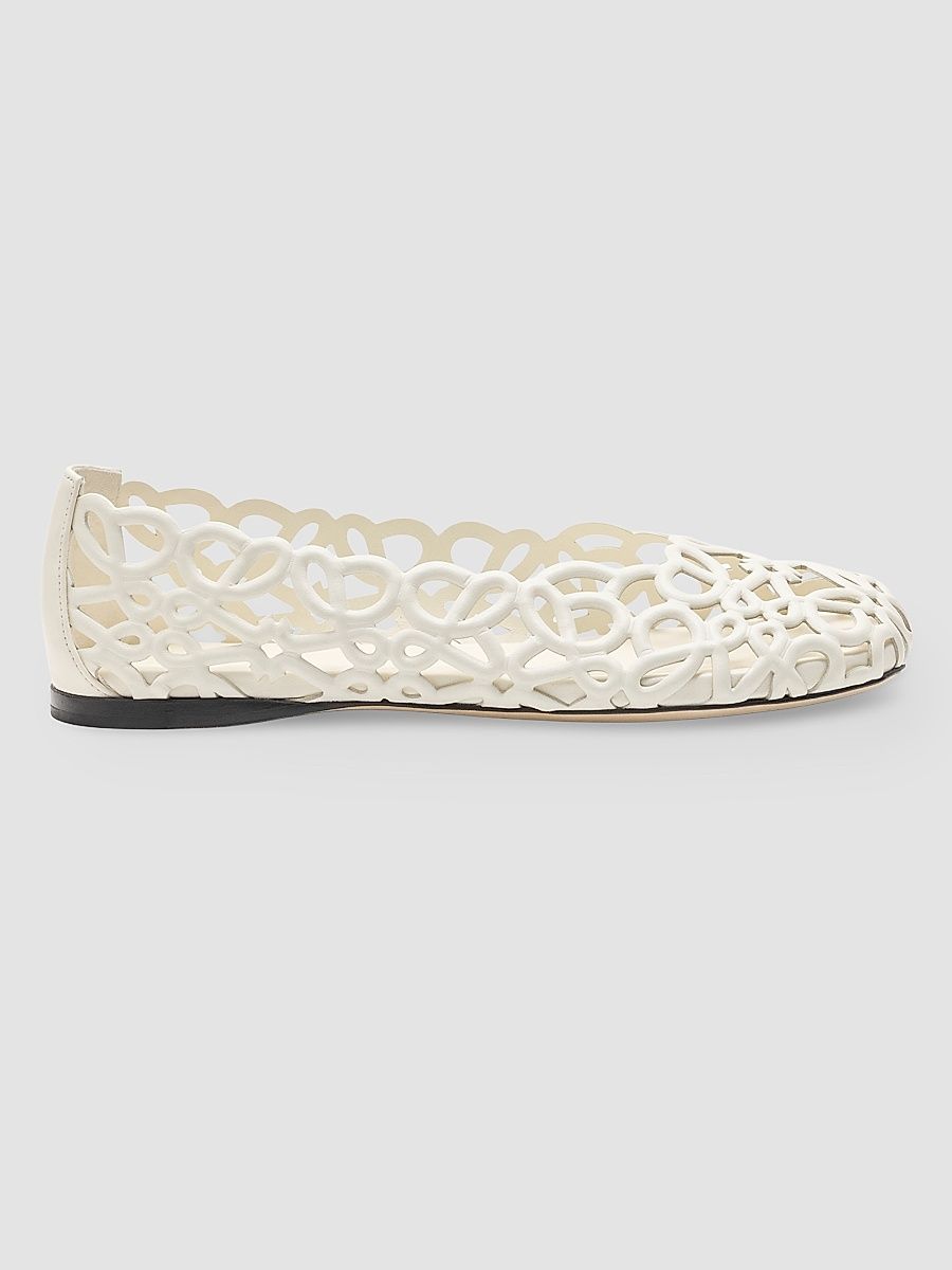 Women's Petal Anagram Leather Ballet Flats - White - Size 11
