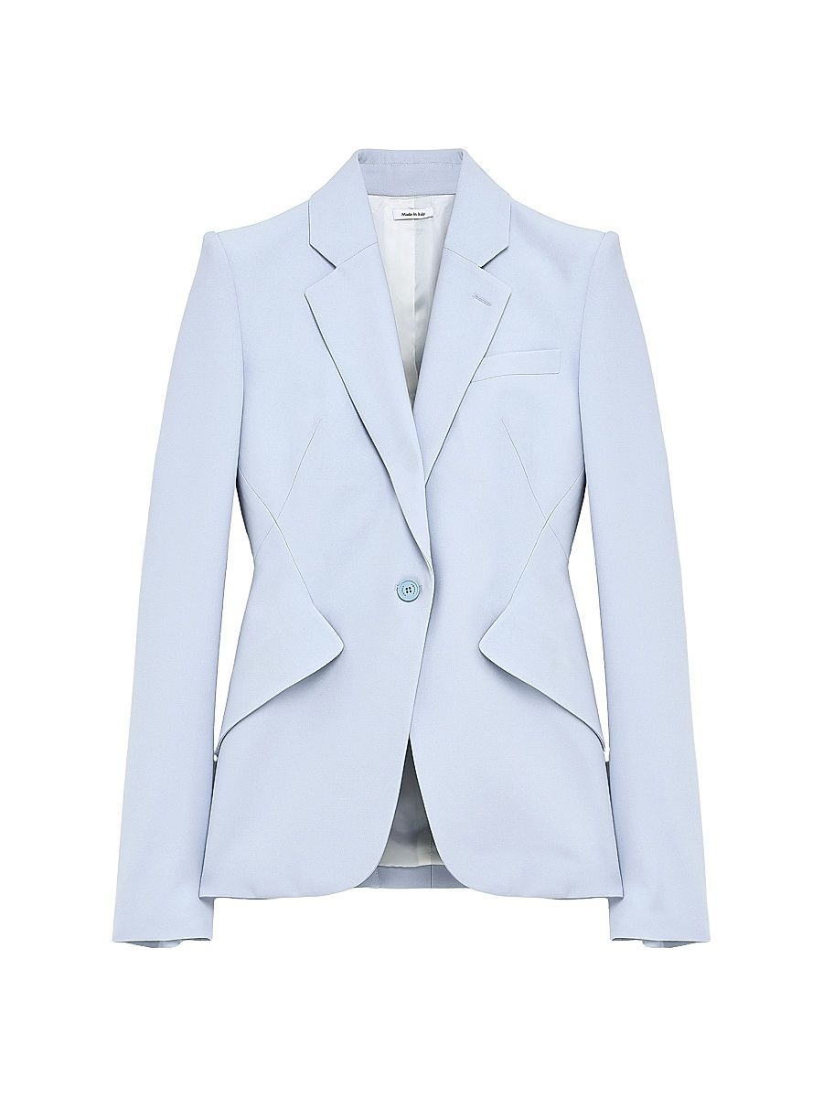 Women's Leaf Crepe One-Button Blazer - Ice Blue - Size 12