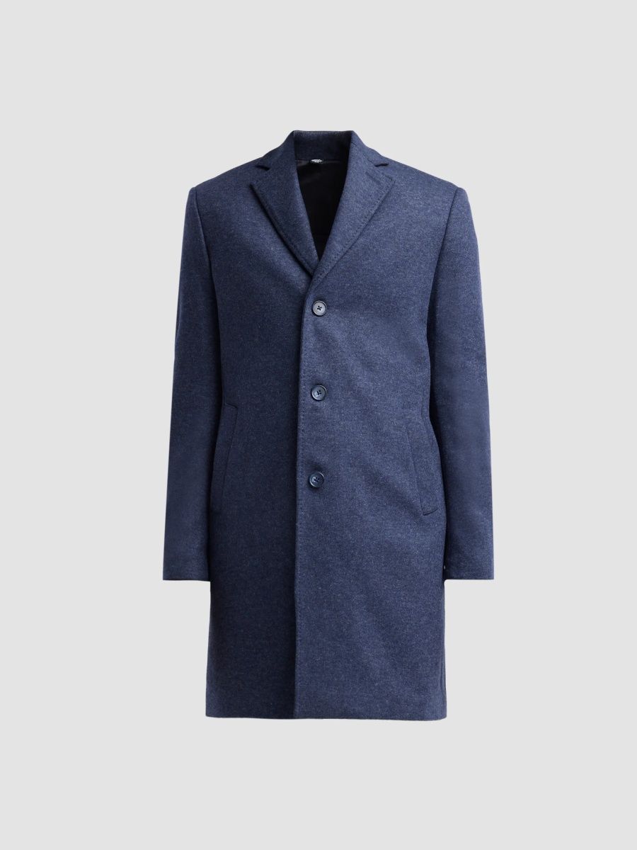 Saks Fifth Avenue Men's Melange-Knit Wool-Blend Overcoat - Navy - Size XXL