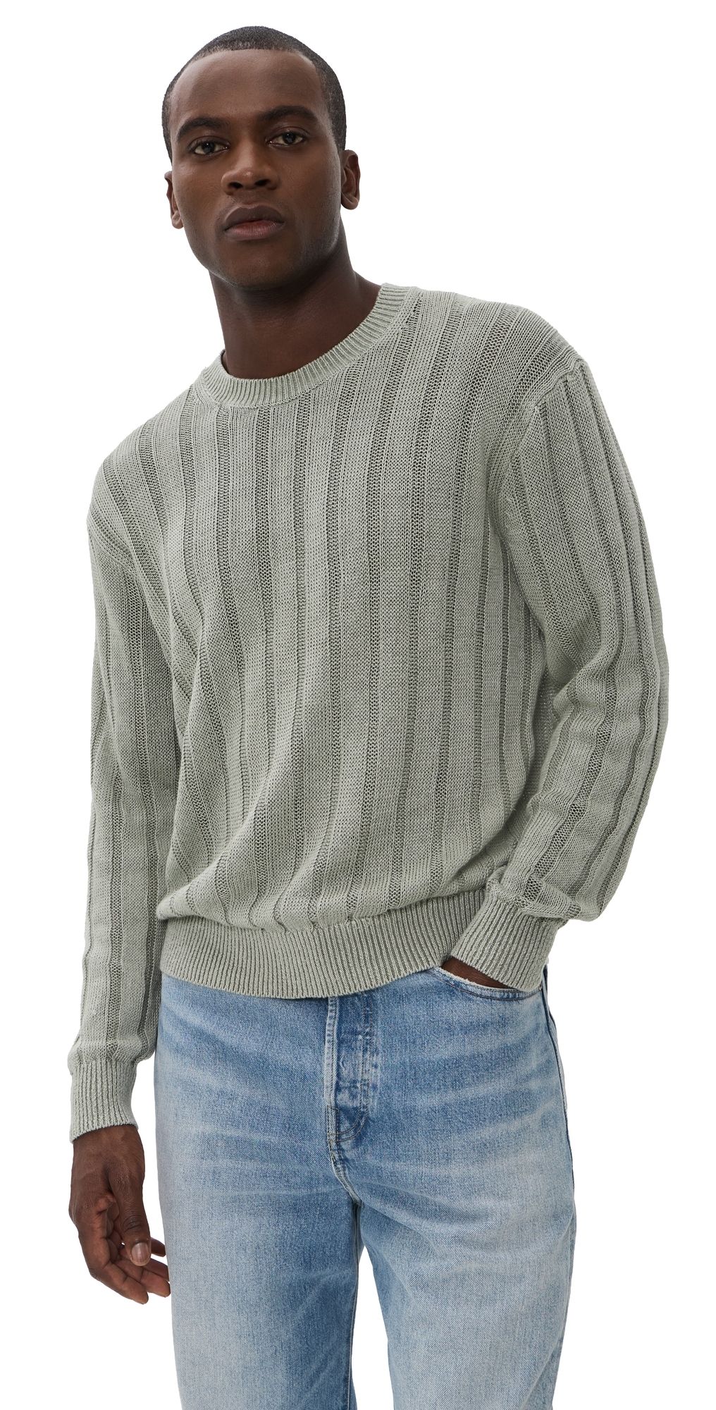 Madewell Wide Rib Linen Sweater Light Sage XXL