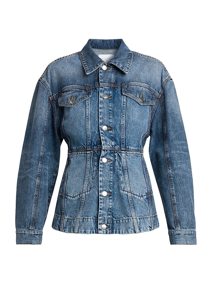 Women's Tailored Denim Button-Front Jacket - Two Tonal Denim - Size XXS