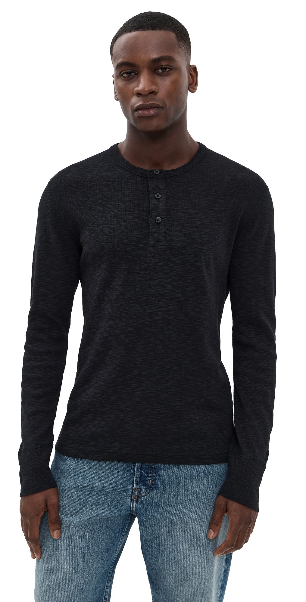 Reigning Champ 1x1 Slub Slim Henley Black XXL