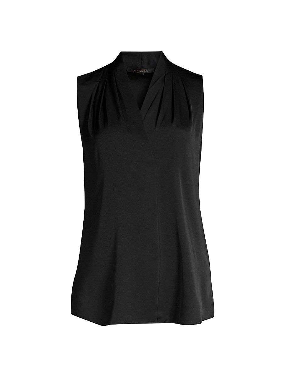 Women's Mila Sleeveless Silk-Blend Blouse - Black - Size XXL