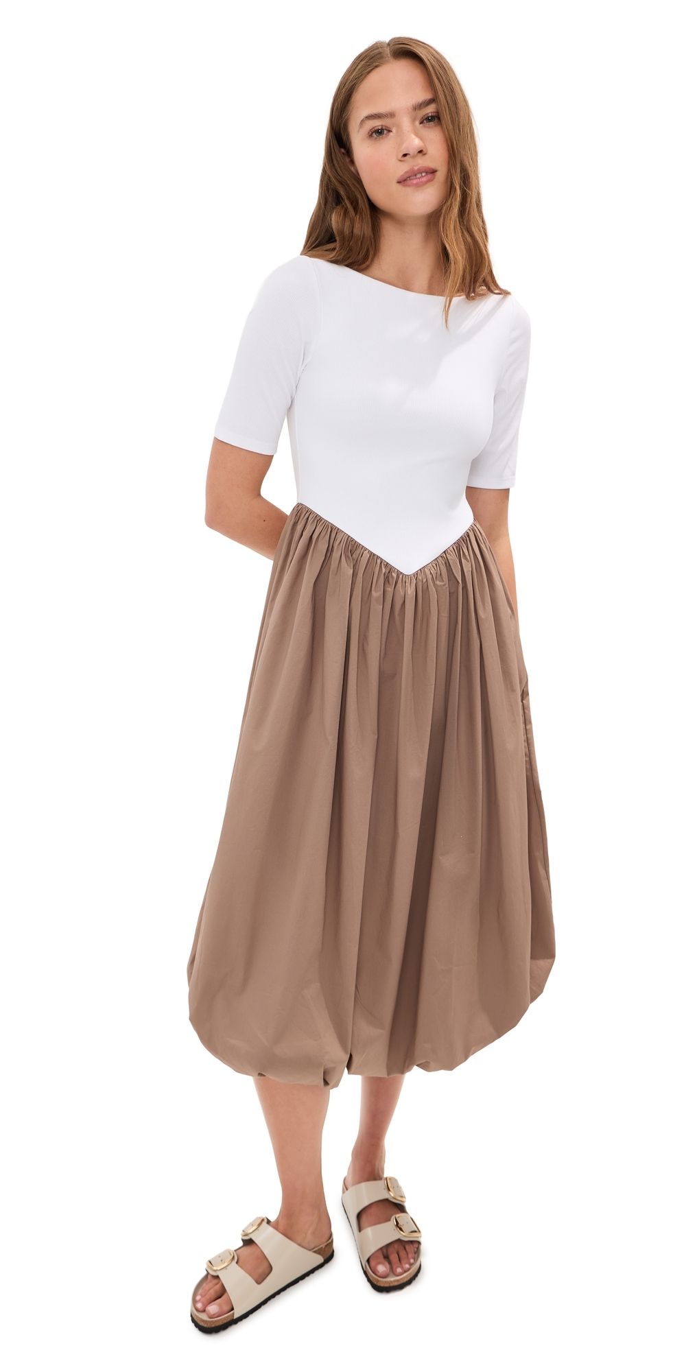 LE BOP Gracie Dress Chocolate Rib/White L