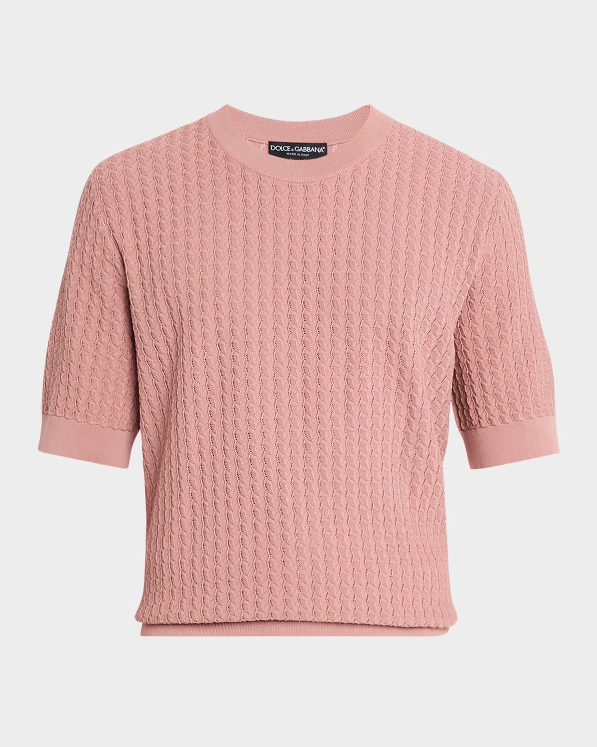 Men & apos;s Cotton Jacquard Knit Short-Sleeve Sweater