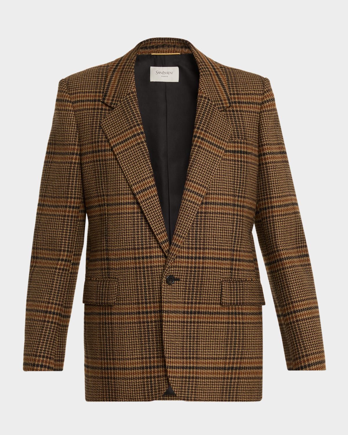Oversized Check Single-Breasted Blazer Jacket