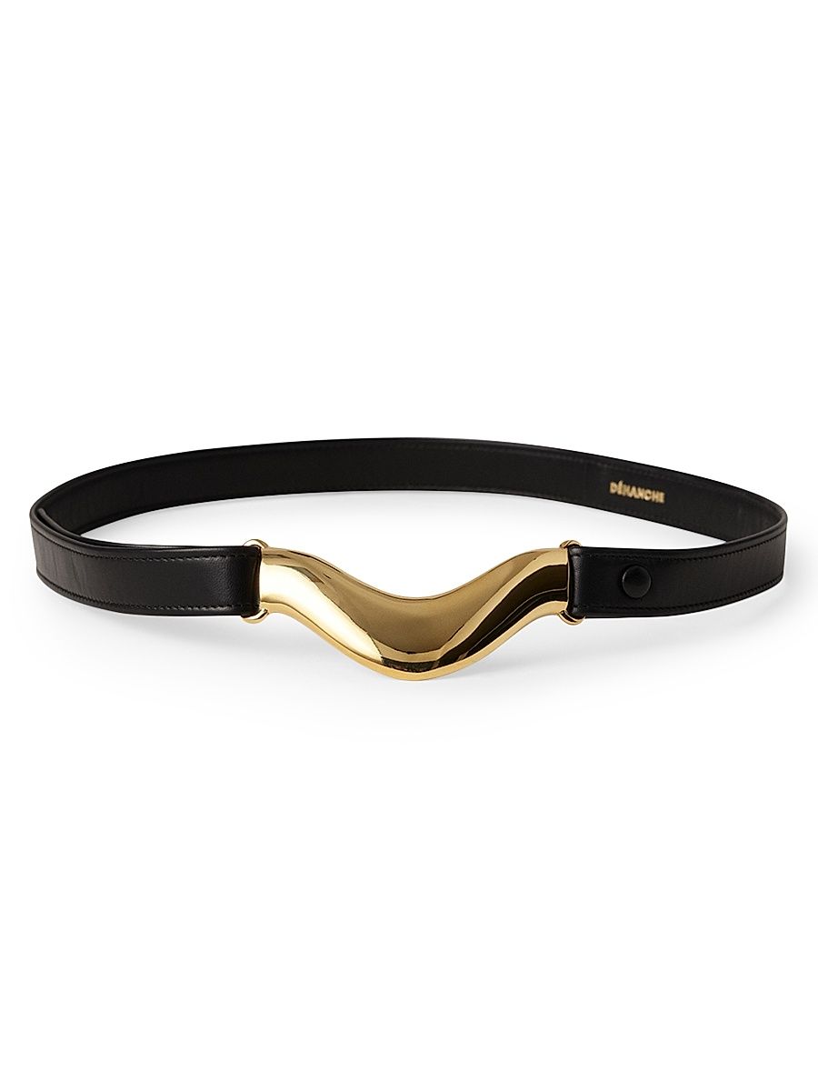 Women's Brancusi Cut-To-Size Leather Belt - Black Gold