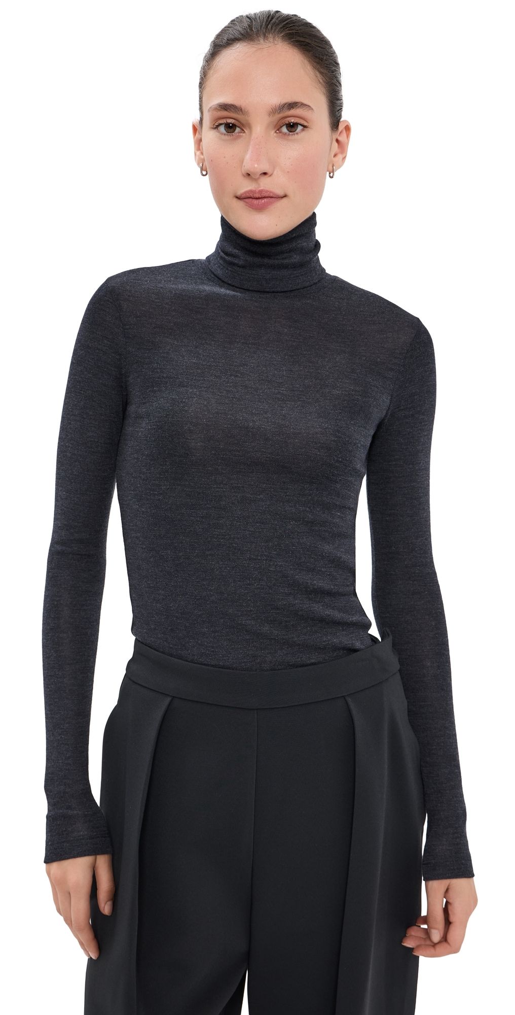 Róhe Fine Merino Turtle Neck Top Anthracite Melange 42