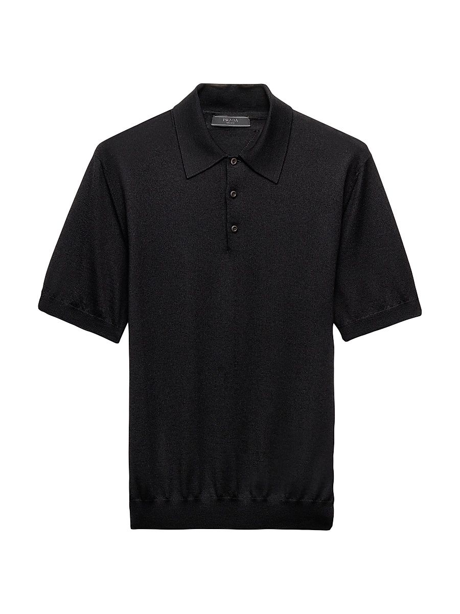 Men's Cashmere and Silk Polo Shirt - Black - Size 44