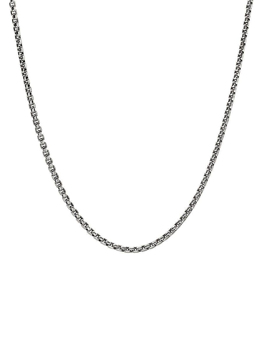 Sterling Silver Box Chain Necklace/2.7MM - Silver - Size 18
