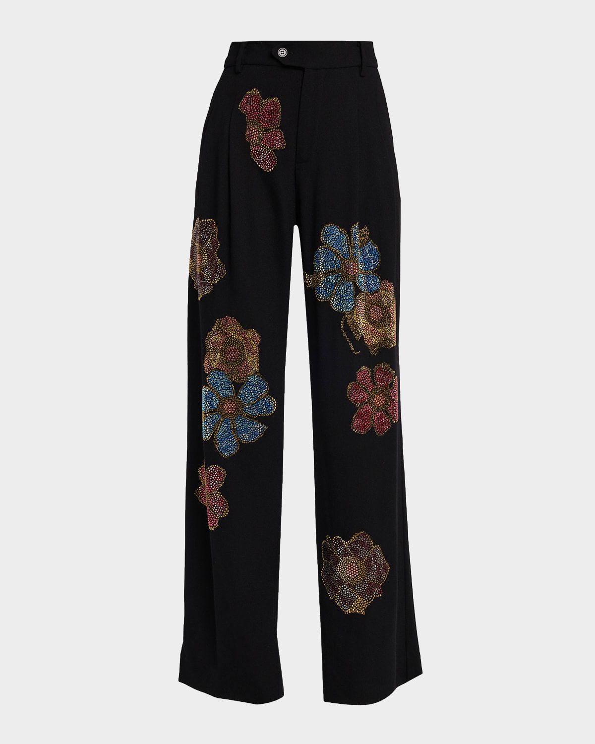 Fleur D & apos;Or Embellished Baggy Wide-Leg Trousers