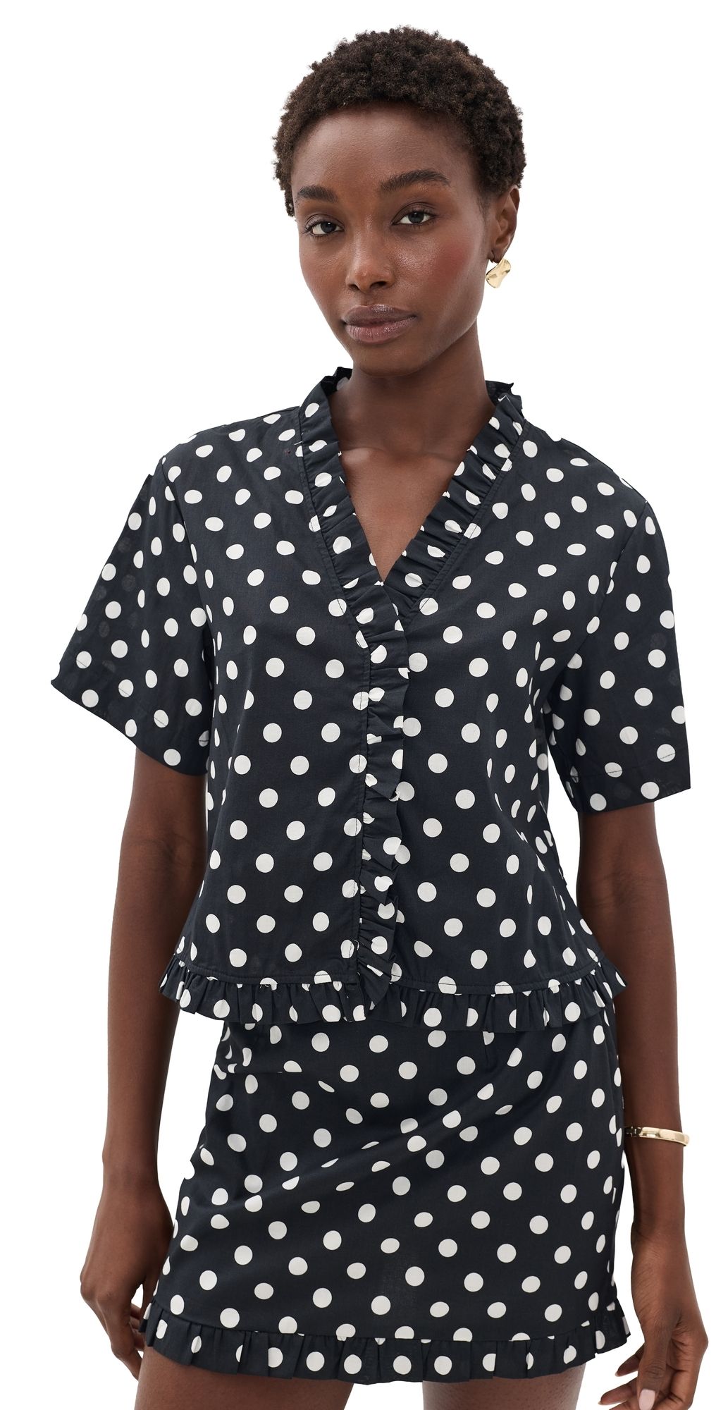 VRG GRL Polka Dot Piper Top Polka Dot S