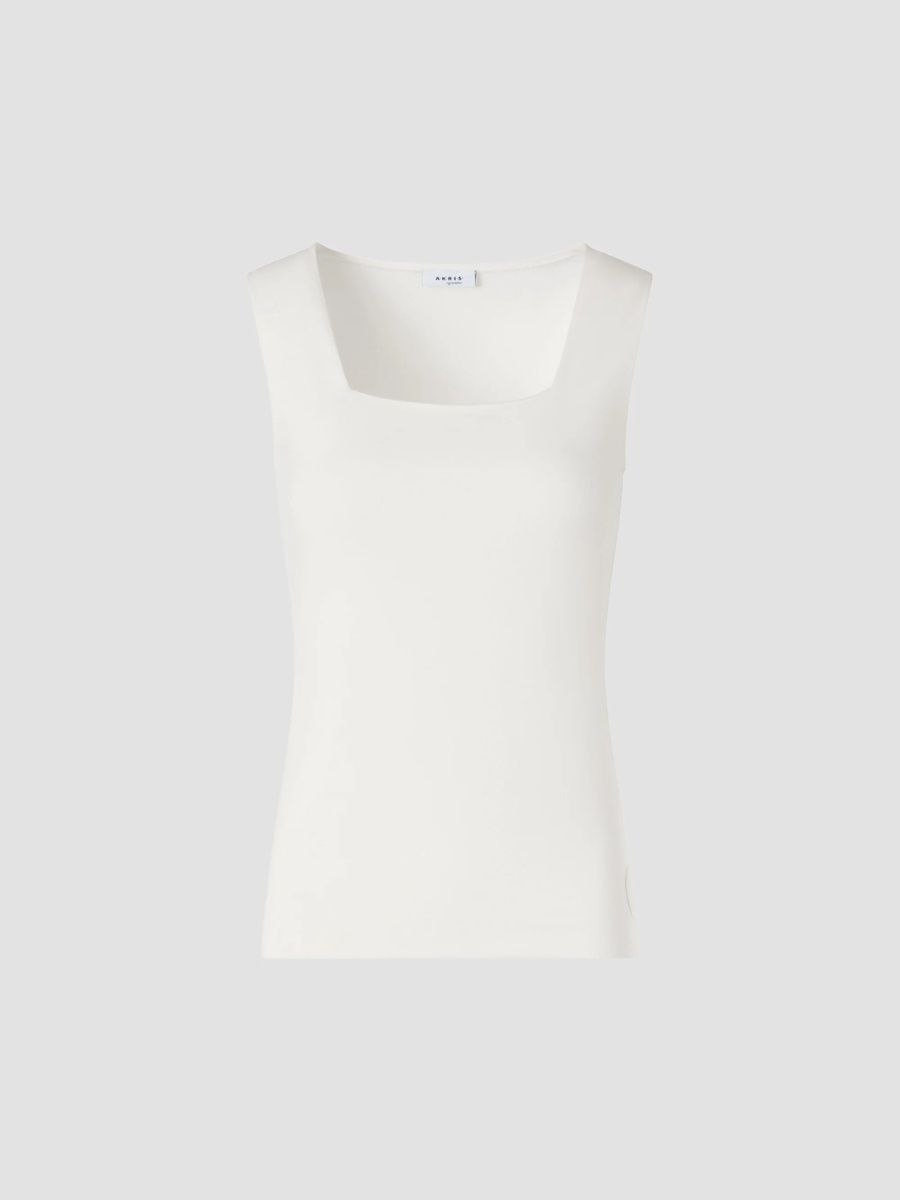 Akris punto Women's Stretch-Jersey Square Neck Top - Cream - Size 16