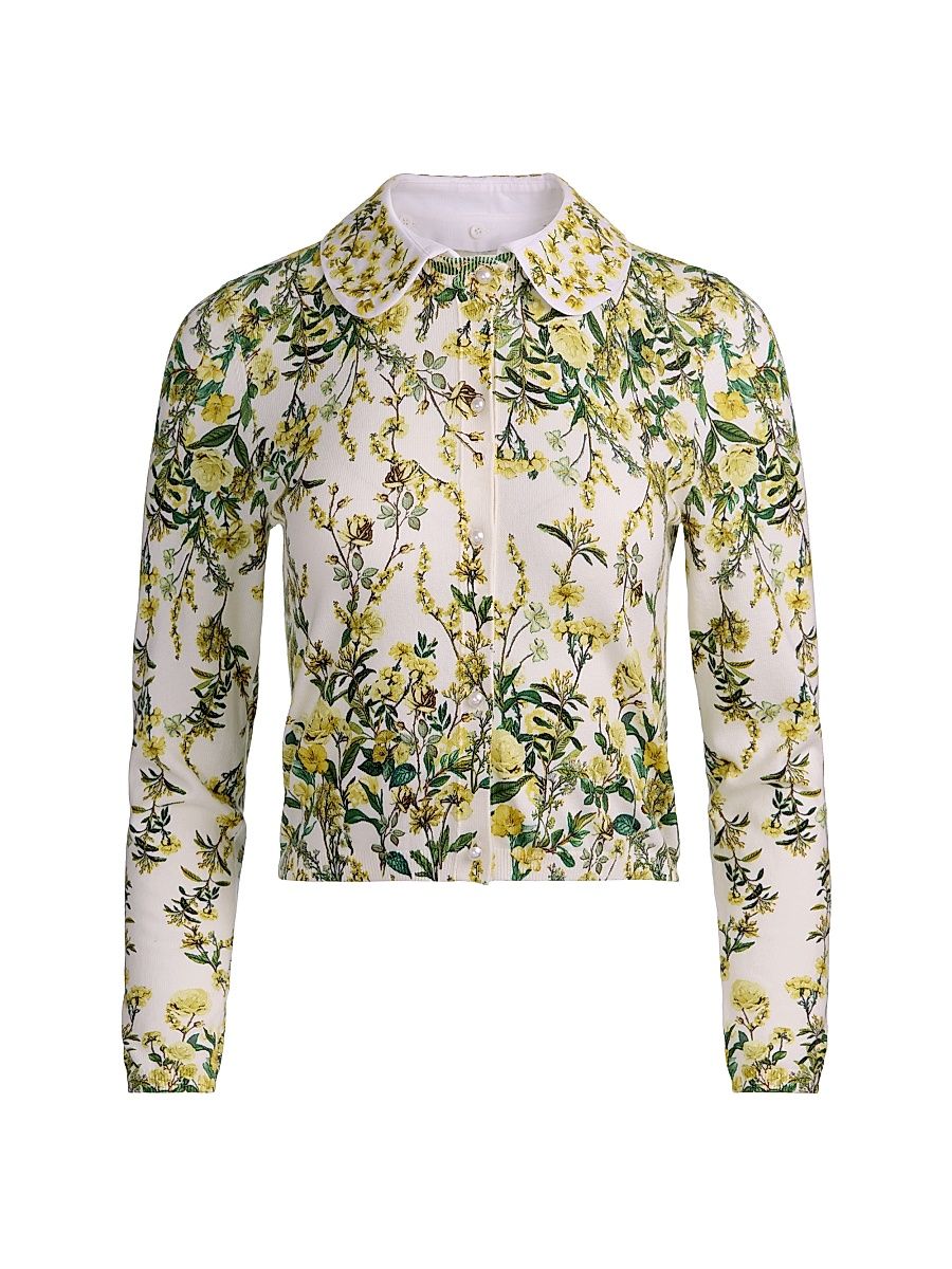 Women's Carson Printed Stretch Cotton Cardigan - Fresh Air Butter - Size XL