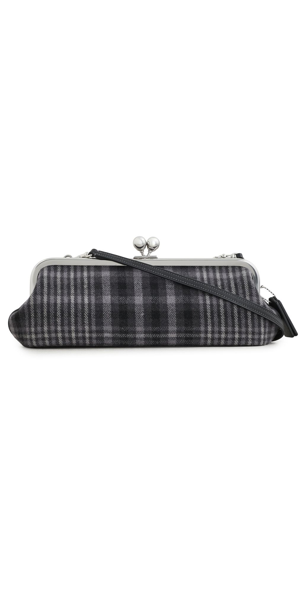 Coach Runway Plaid Kisslock Frame Shoulder Bag Grey Multi One Size