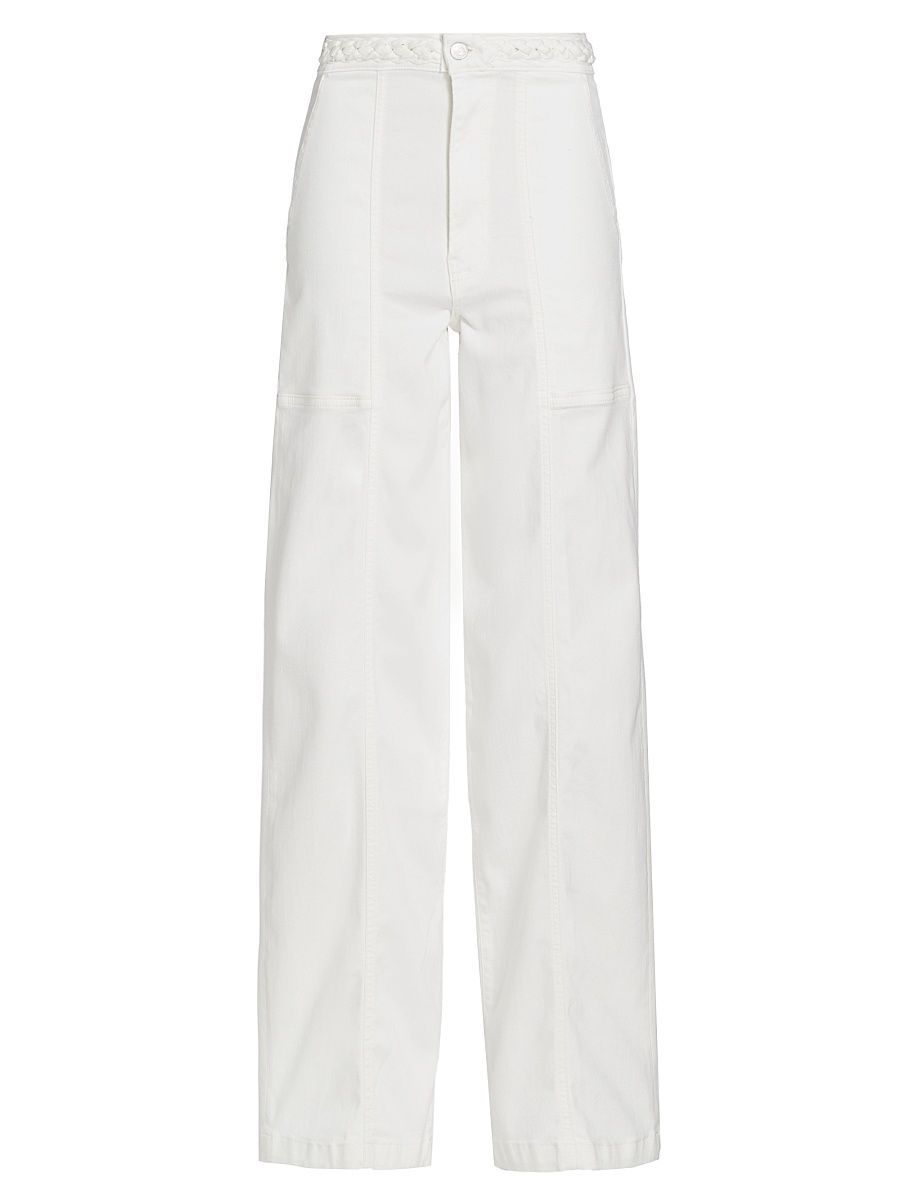 Women's Braided Waistband High-Rise Wide-Leg Jeans - Au Natural Clean - Size 32