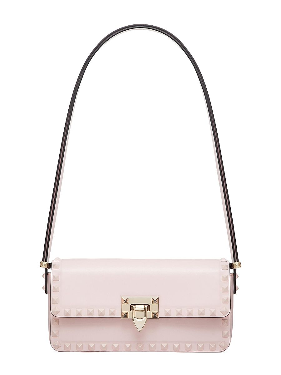 Women's Rockstud23 East-West Smooth Calfskin Shoulder Bag - Rose Quartz