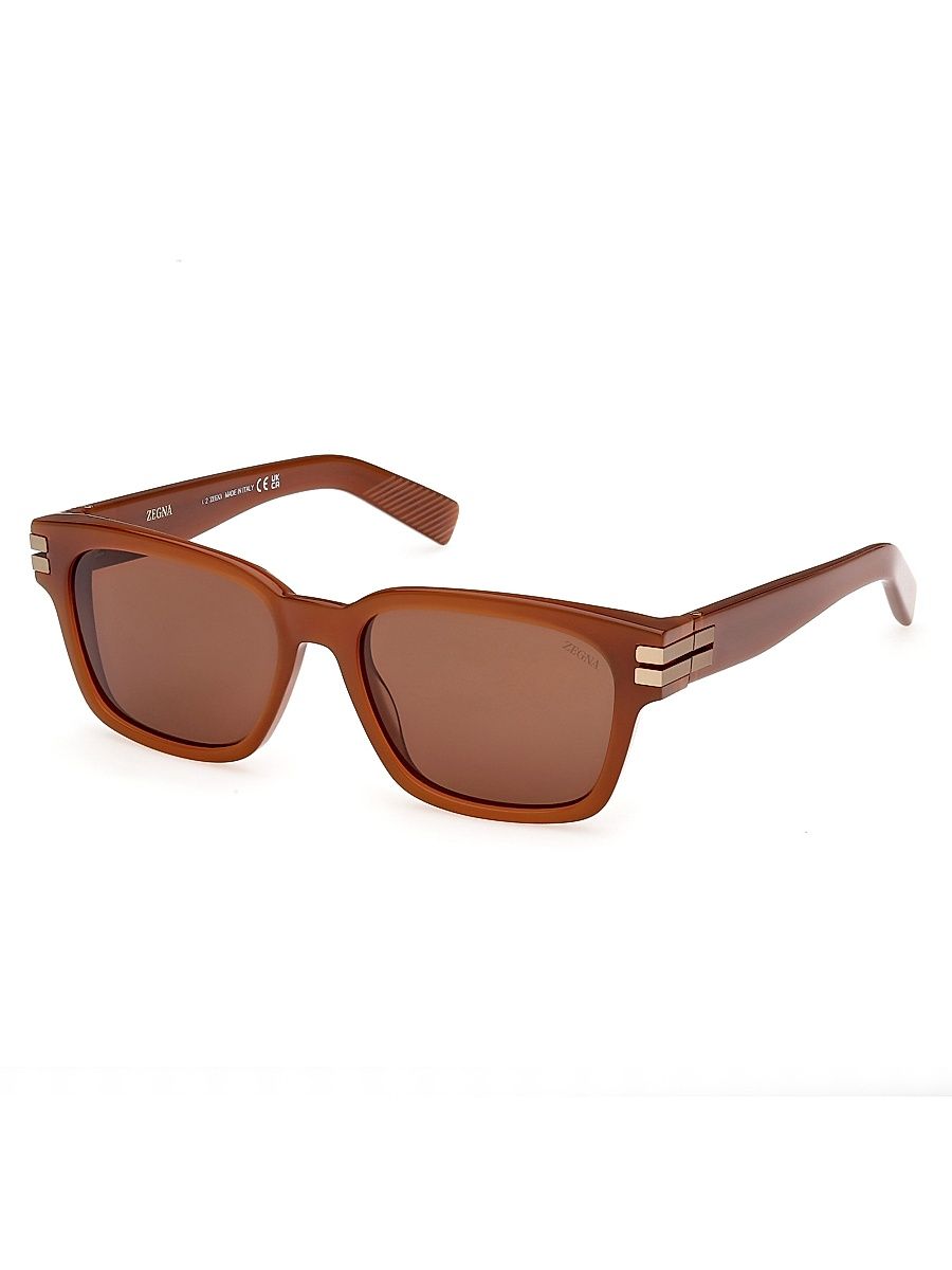 Men's 55MM Rectangular Sunglasses - Rust Brown Brown