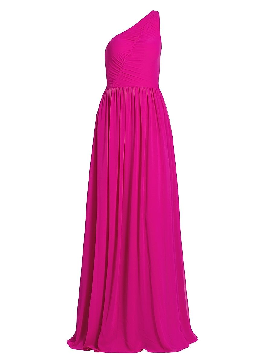 Women's Verge Pleated One-Shoulder Gown - Fuchsia - Size 8
