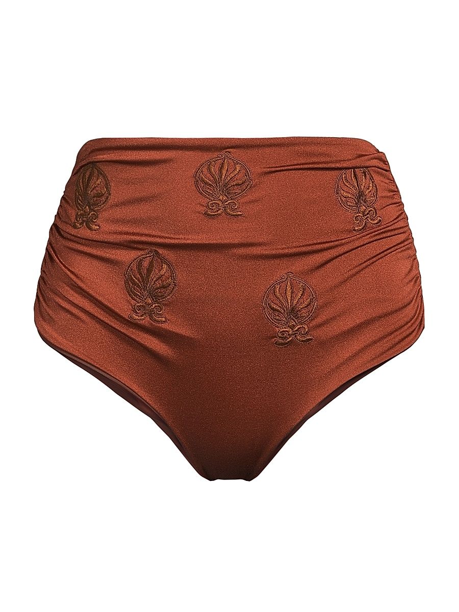 Women's Victoria Ruched High-Waist Bikini Bottom - Dattero Namibia - Size Large