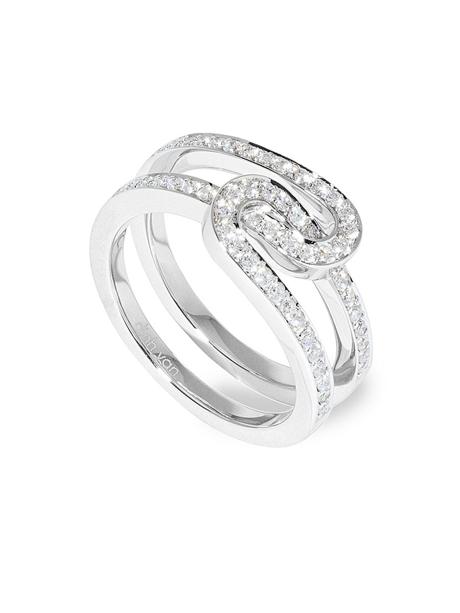 Women's Maillon 18K White Gold & 0.40 TCW Diamond Ring - White Gold - Size 6.75
