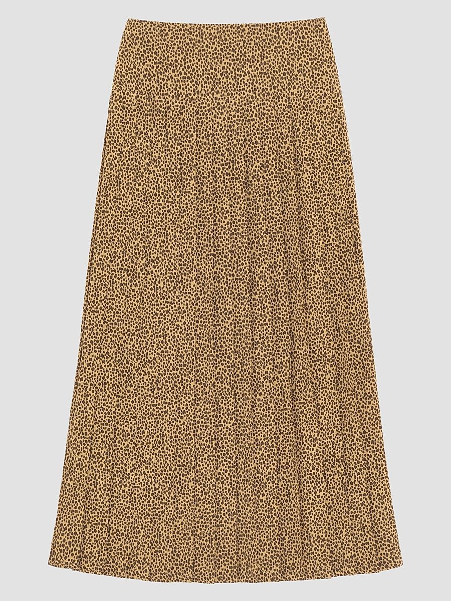 Women's Crepe De Chine Skirt with Fauve Eclat Micromacula Print - Animal Print - Size 2