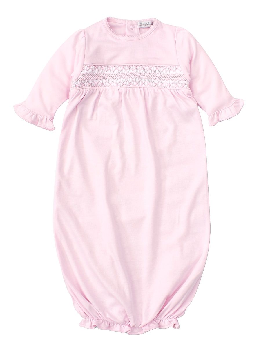 Baby Girl's Charmed Smocked Cotton Sleeper Gown - Pink - Size Newborn