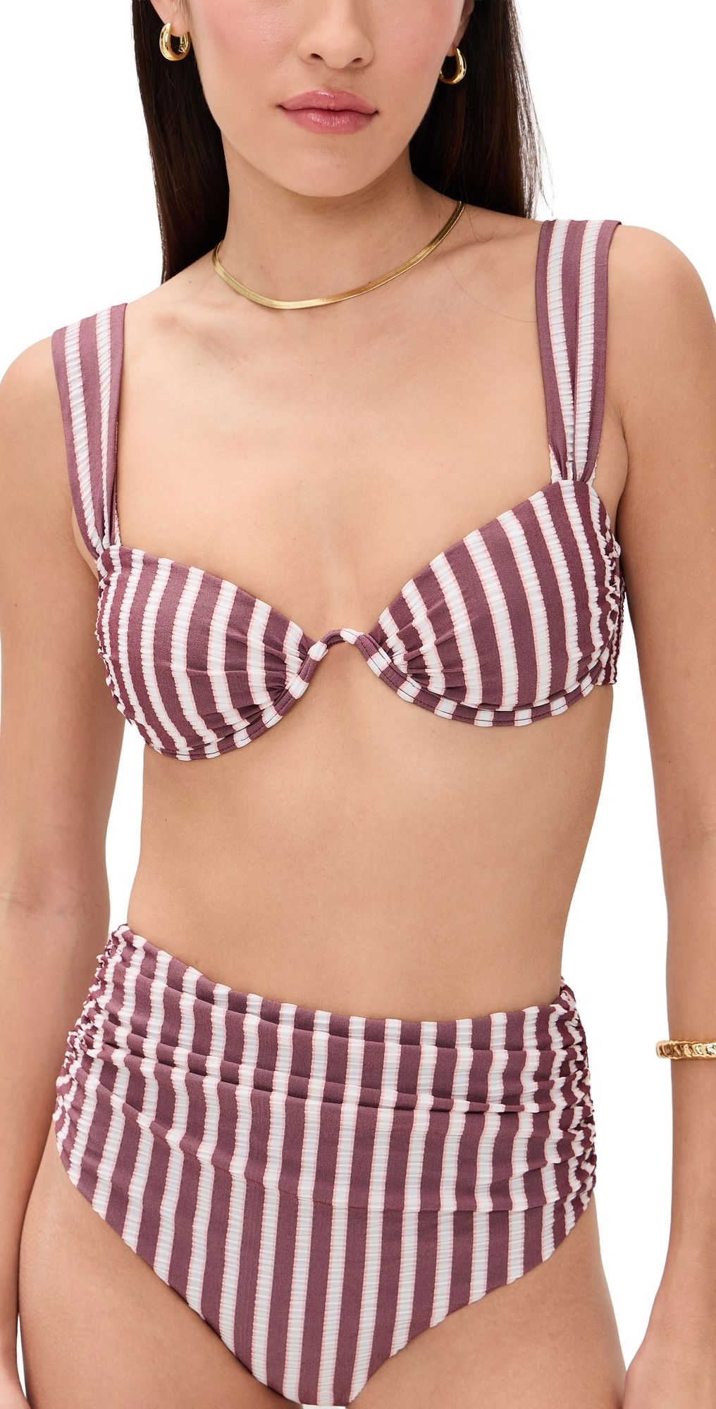 SIMKHAI Anniston Bikini Top Oxblood Stripe XS