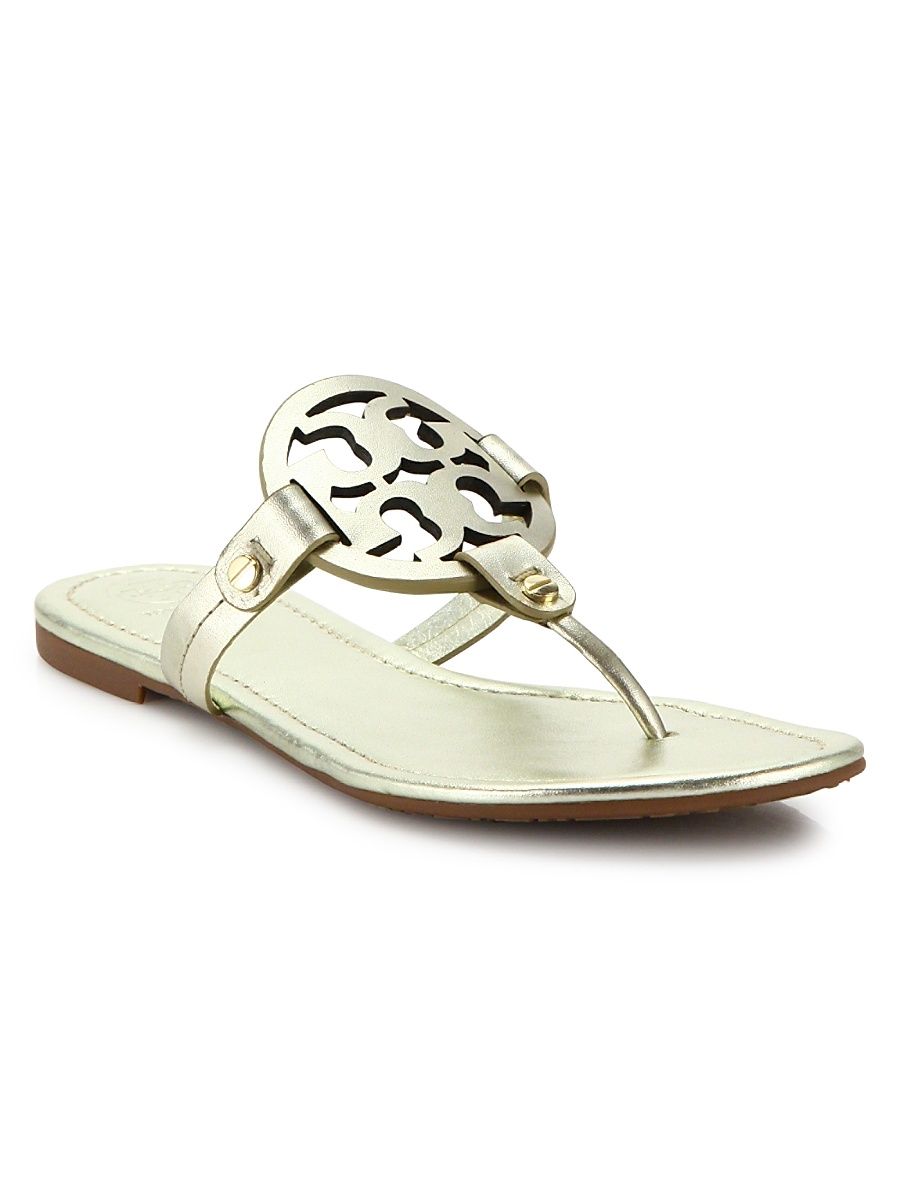 Women's Miller Metallic Leather Thong Sandals - Spark Gold - Size 5.5