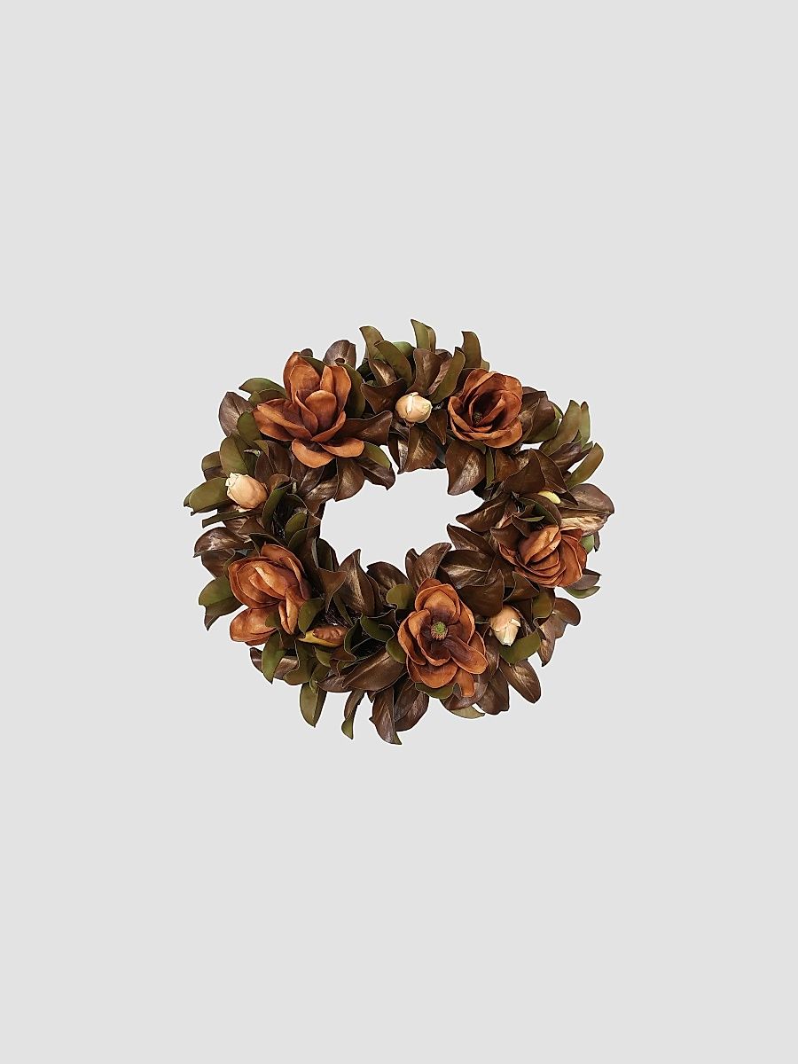 Magnolia Faux Wreath - Antique Brown