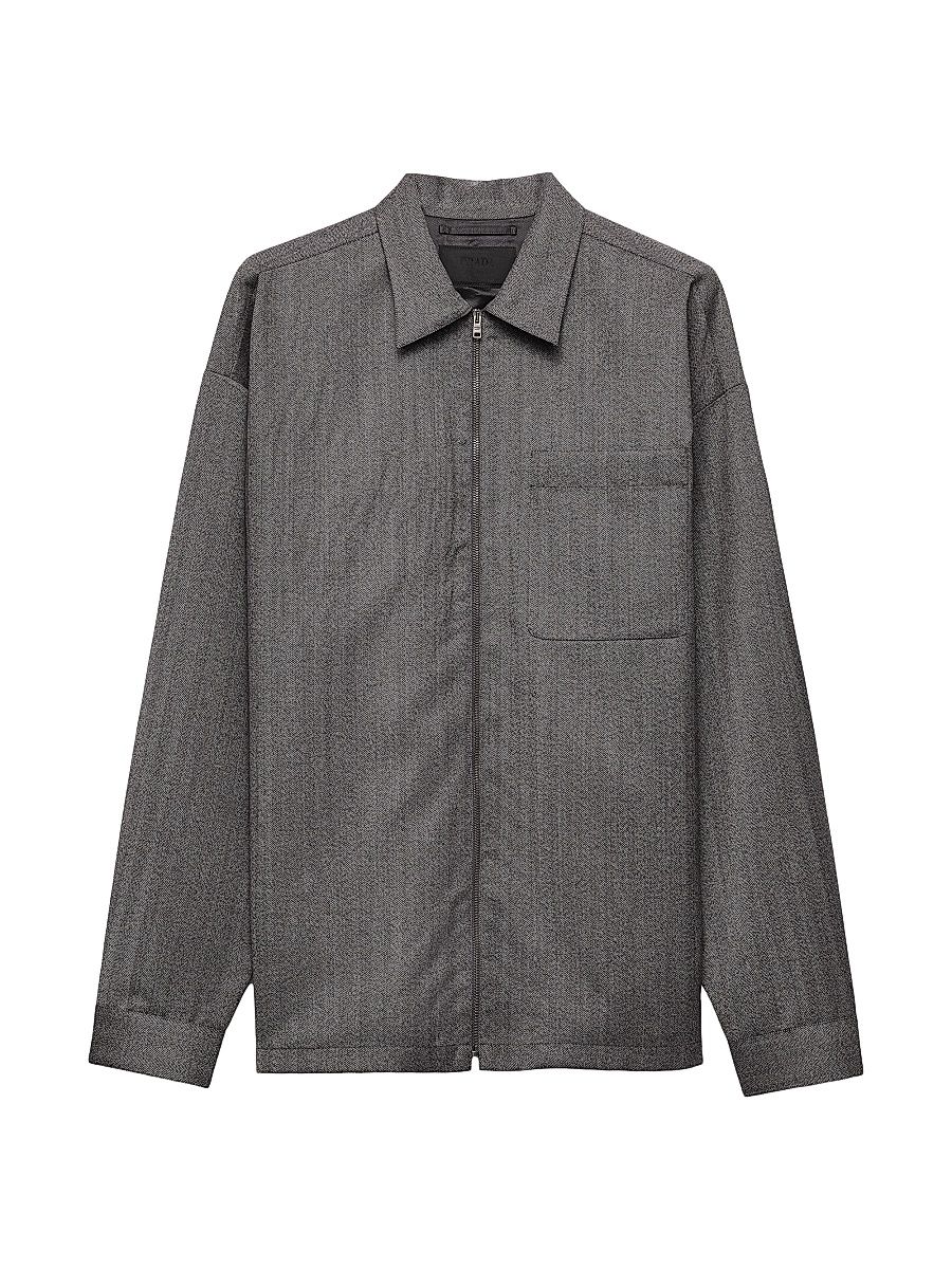 Men's Wool Zipper Shirt - Grey - Size XXXL