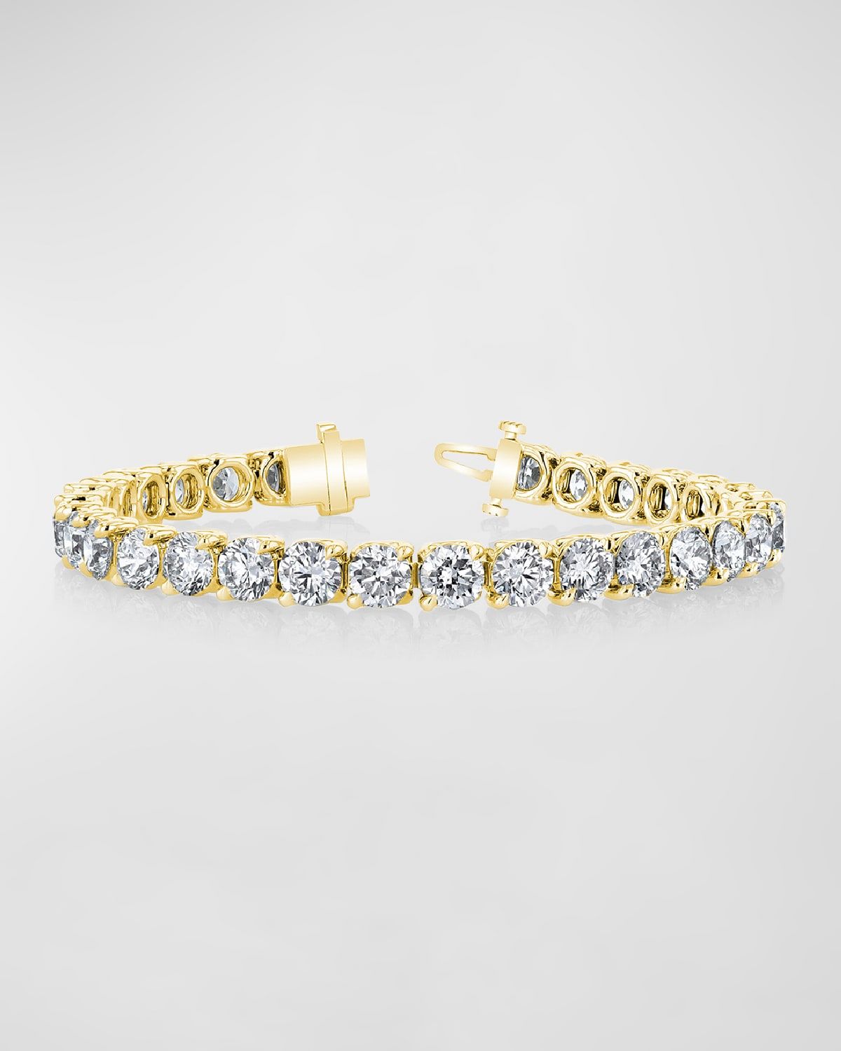 18K Gold Round-Cut Diamond Buttercup Tennis Bracelet, 3.55tcw, 7"L